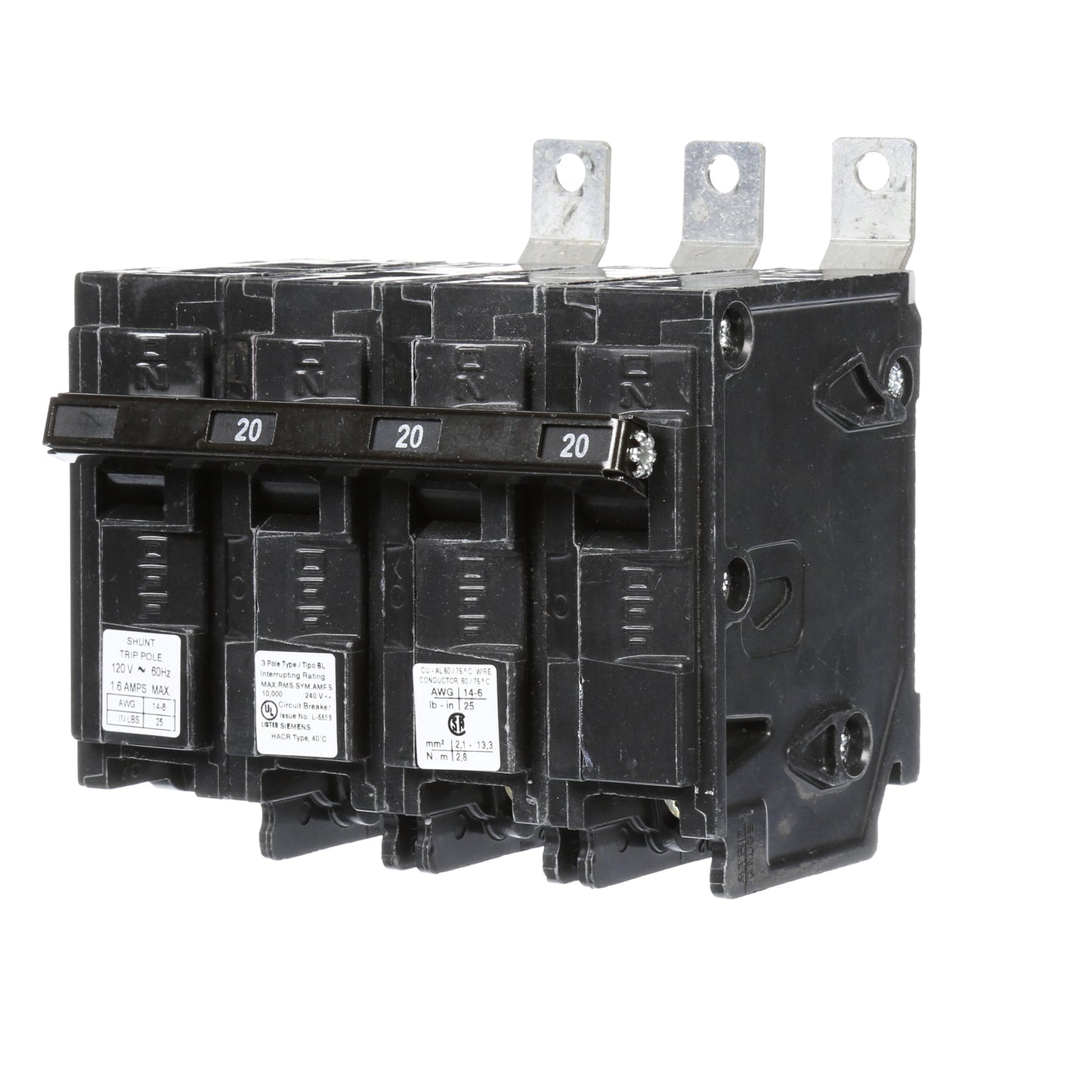 Siemens B32000S01 Molded Case Circuit Breaker | 240V 20A 3P 10kA@240V Bolt-on BL Series