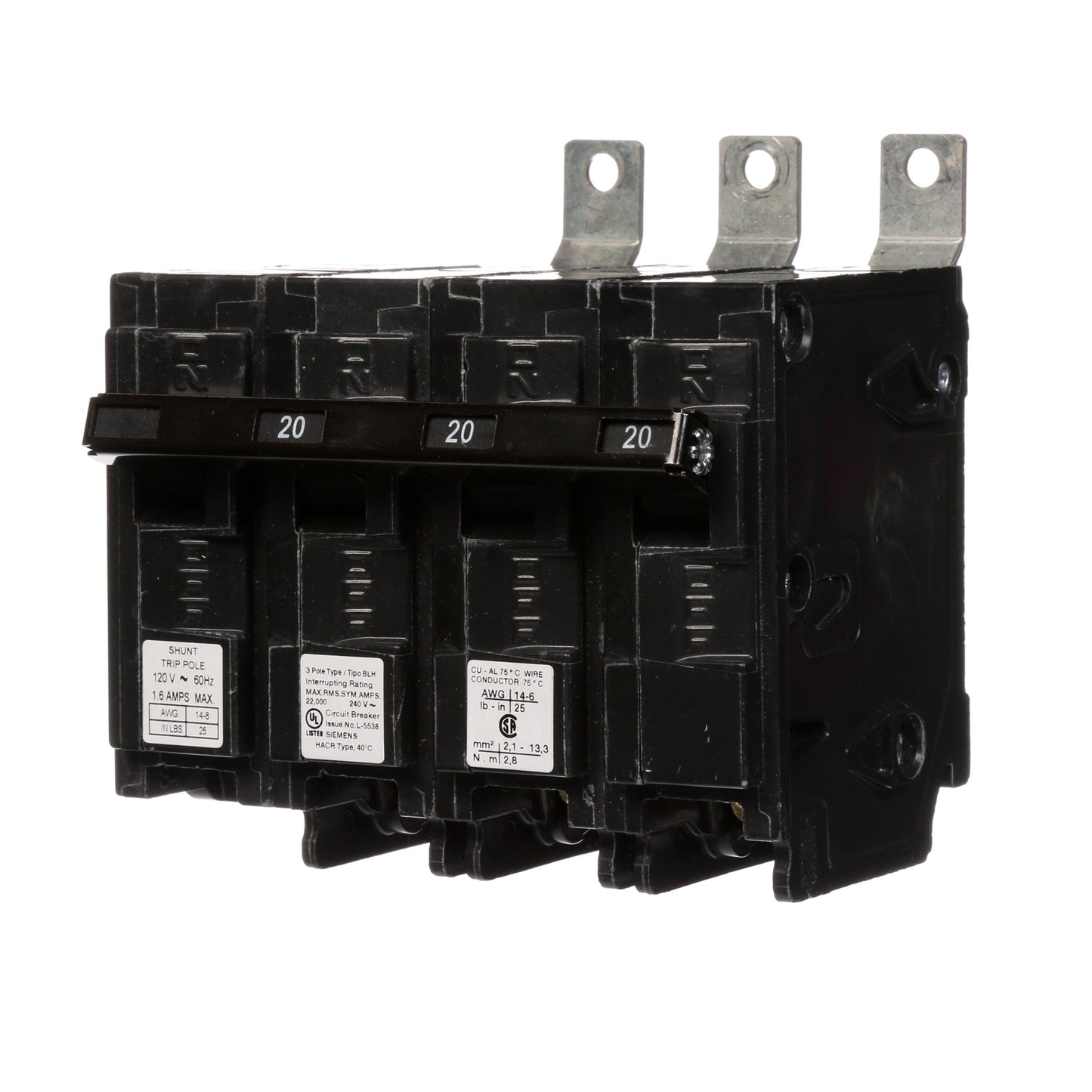 Siemens B320H00S01 Molded Case Circuit Breaker | 240V 20A 3P 22kA@240V Bolt-on BL Series