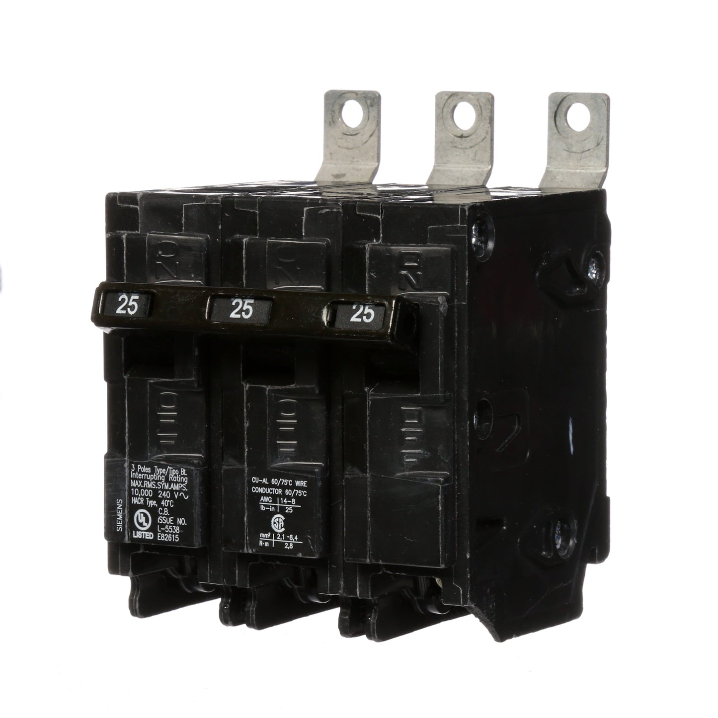 Siemens B325 Circuit Breaker | 240V 25A 3P 10kA@240V Bolt-on BL Series