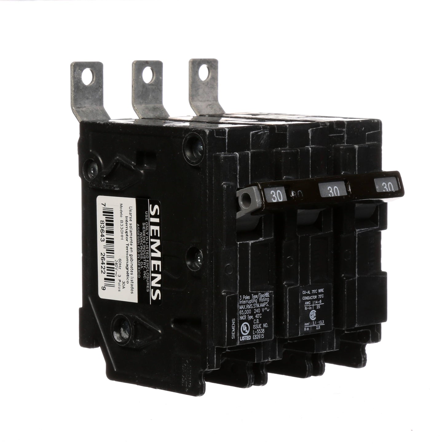 Siemens B330HH Circuit Breaker | 240V 30A 3P 65kA@240V Bolt-on BL Series