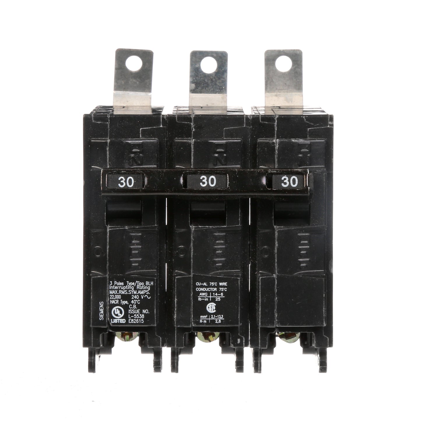 Siemens B330H Circuit Breaker | 240V 30A 3P 22kA@240V Bolt-on BL Series