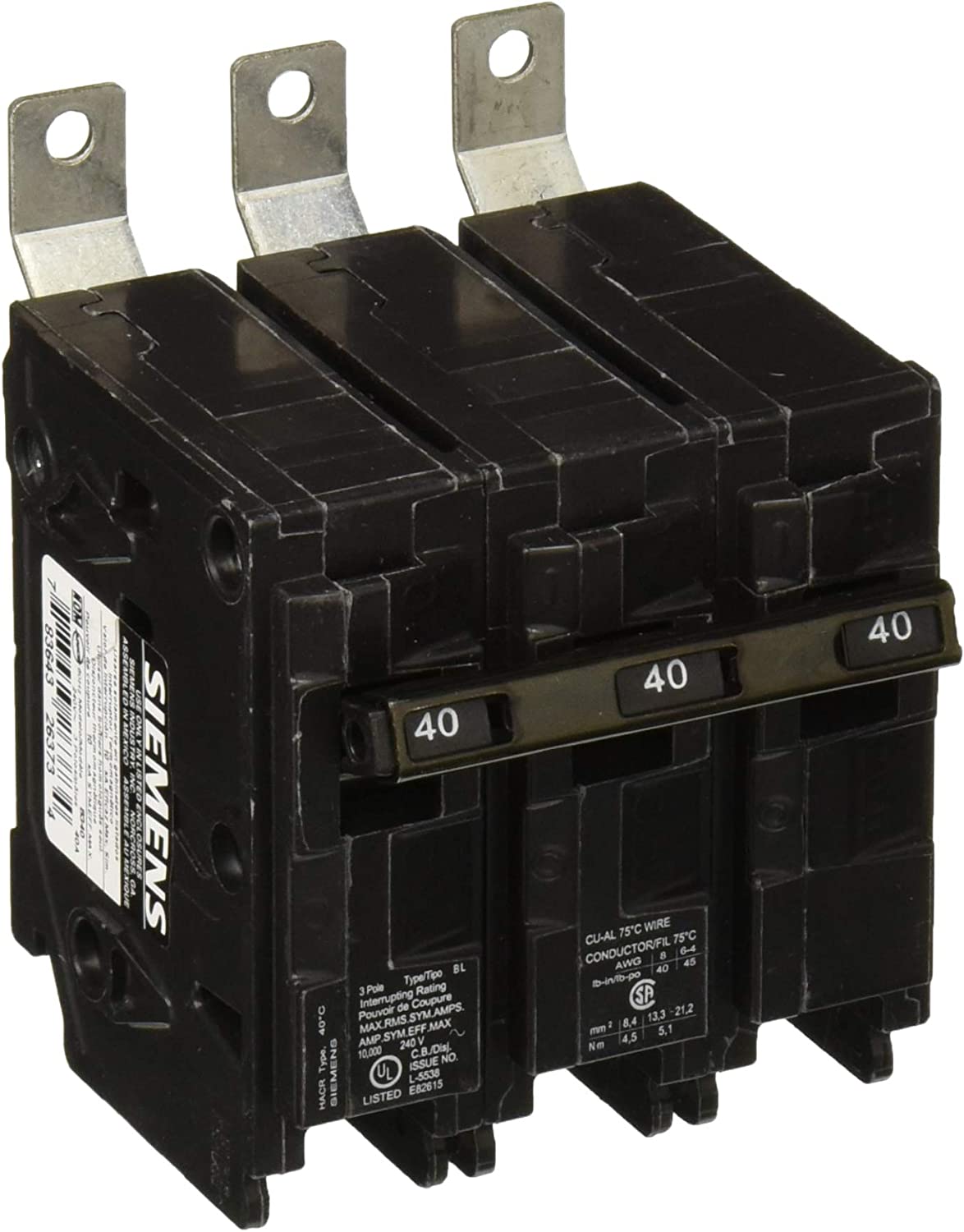Siemens B340 Circuit Breaker | 240VAC 40A 3P 10kA@240V BL Series