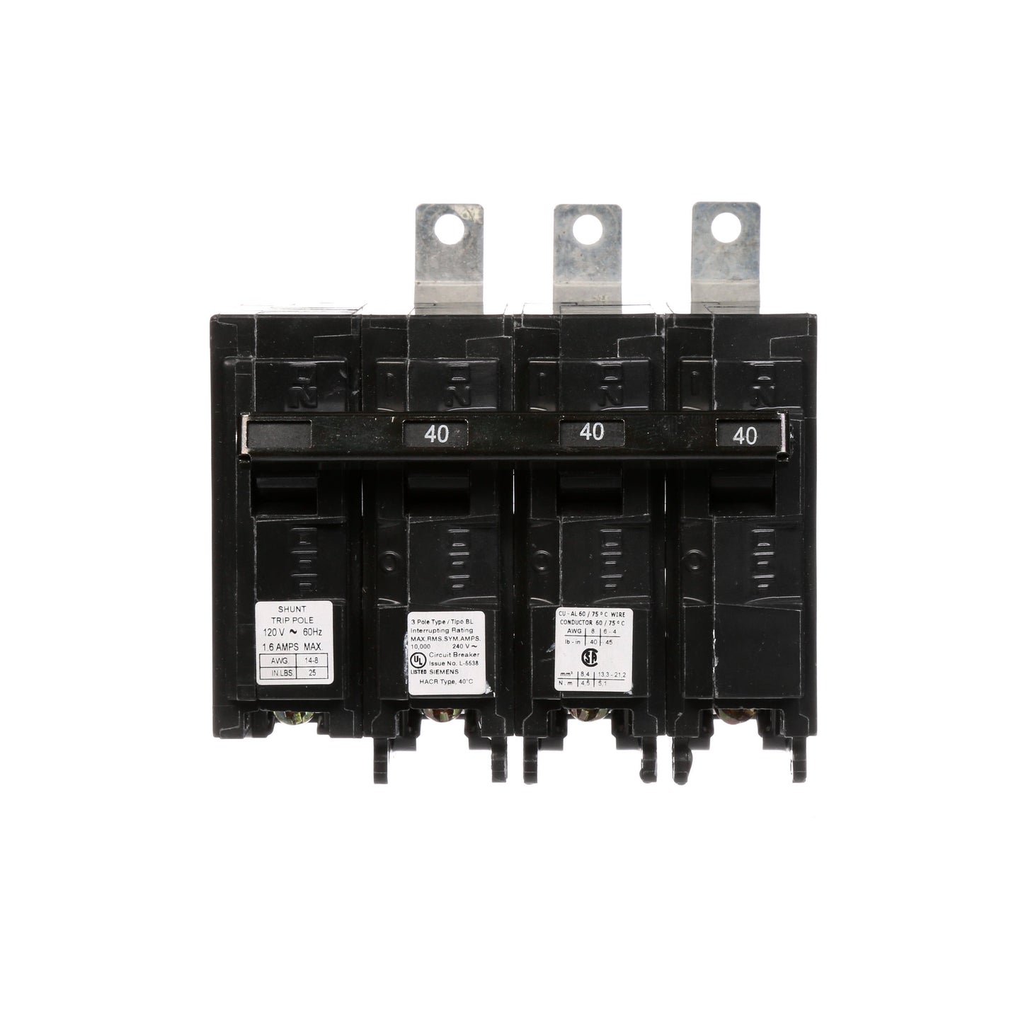 Siemens B34000S01 Circuit Breaker | 240V 40A 3P 10kA@240V Bolt-on BL Series