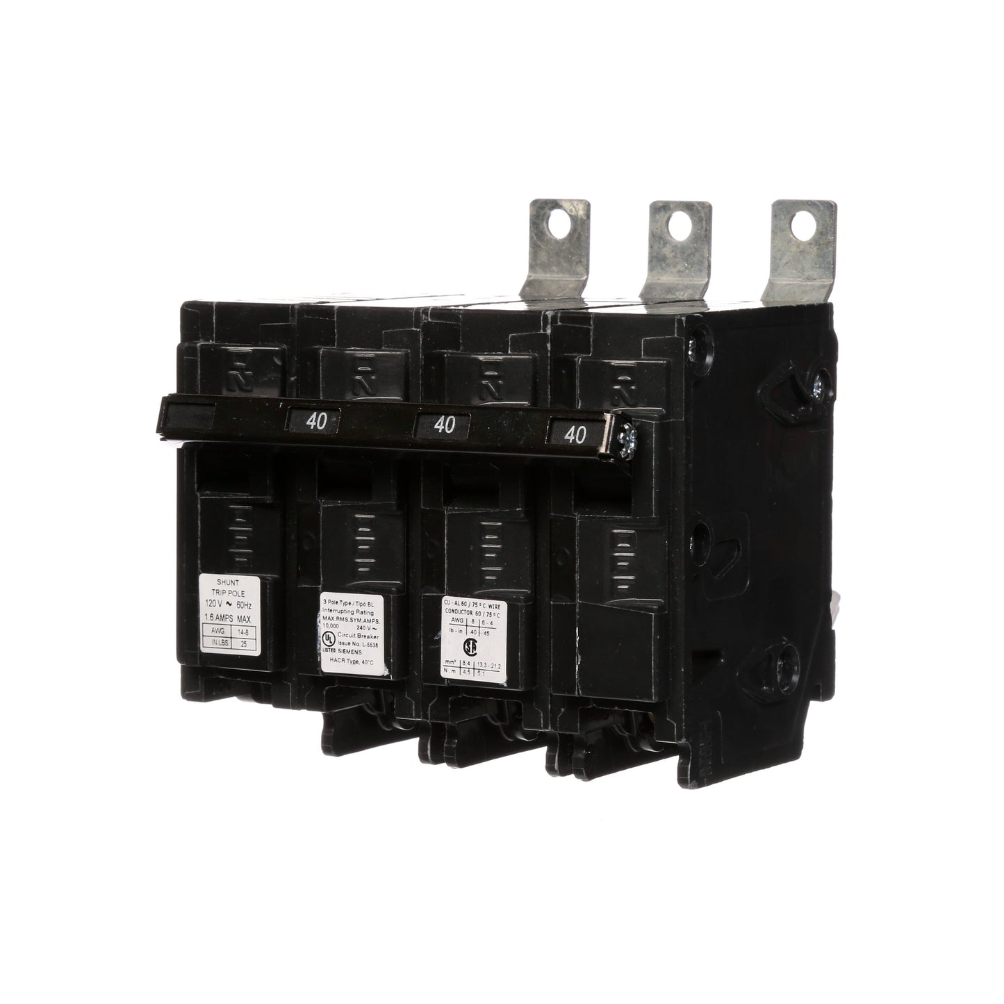 Siemens B34000S01 Circuit Breaker | 240V 40A 3P 10kA@240V Bolt-on BL Series