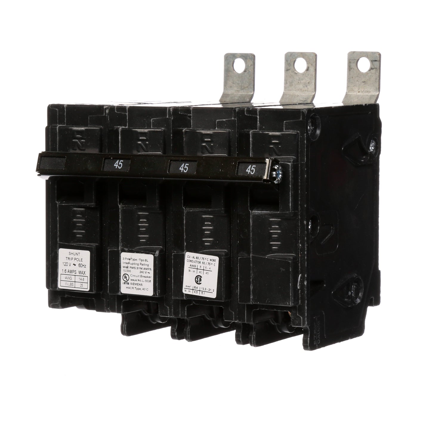 Siemens B34500S01 Molded Case Circuit Breaker | 240V 45A 3P 10kA@240V Bolt-on BL Series