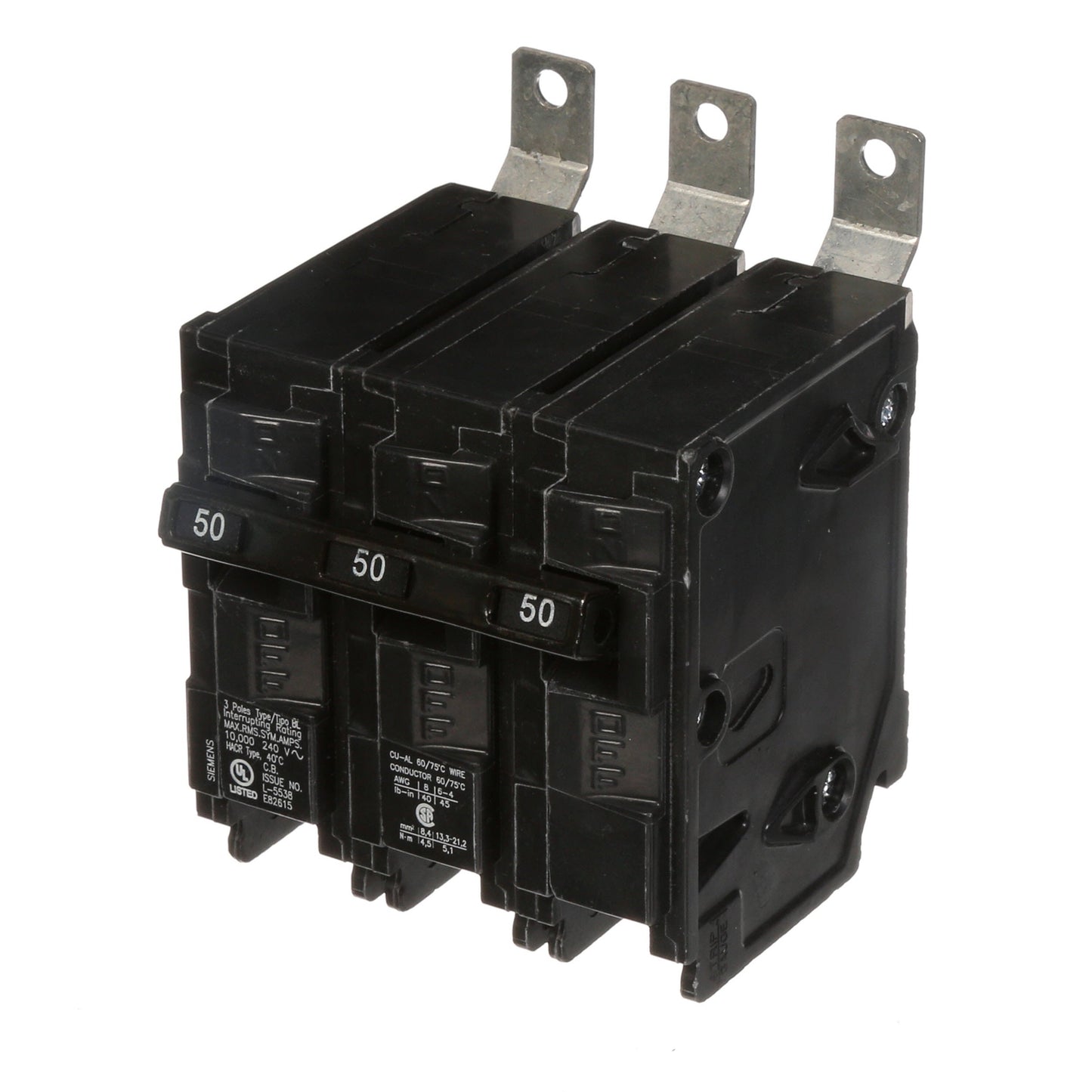 Siemens B350 Circuit Breaker | 240V 50A 3P 10kA@240V Bolt-on BL Series