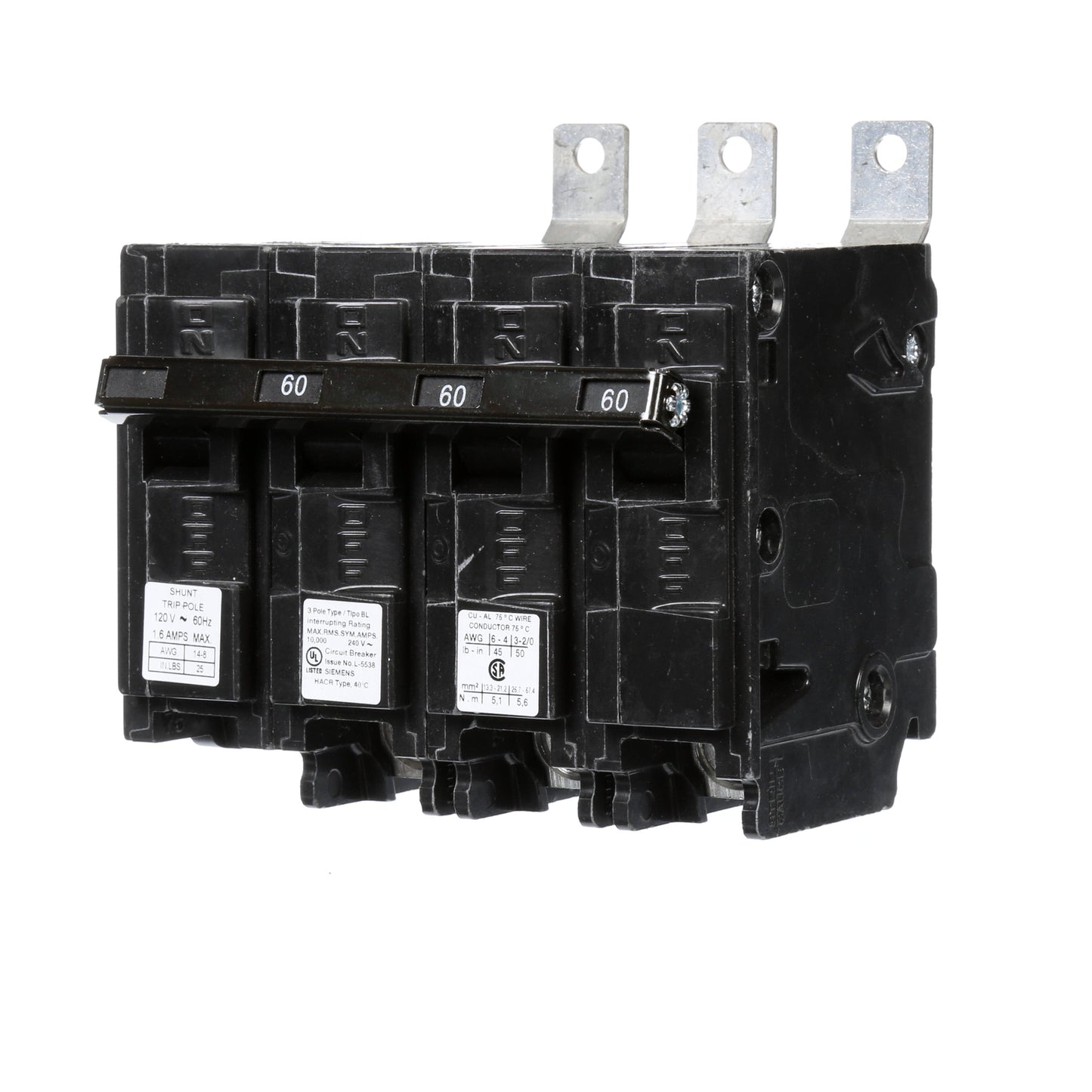 Siemens B36000S01 Molded Case Circuit Breaker | 240V 60A 3P 10kA@240V Bolt-on BL Series