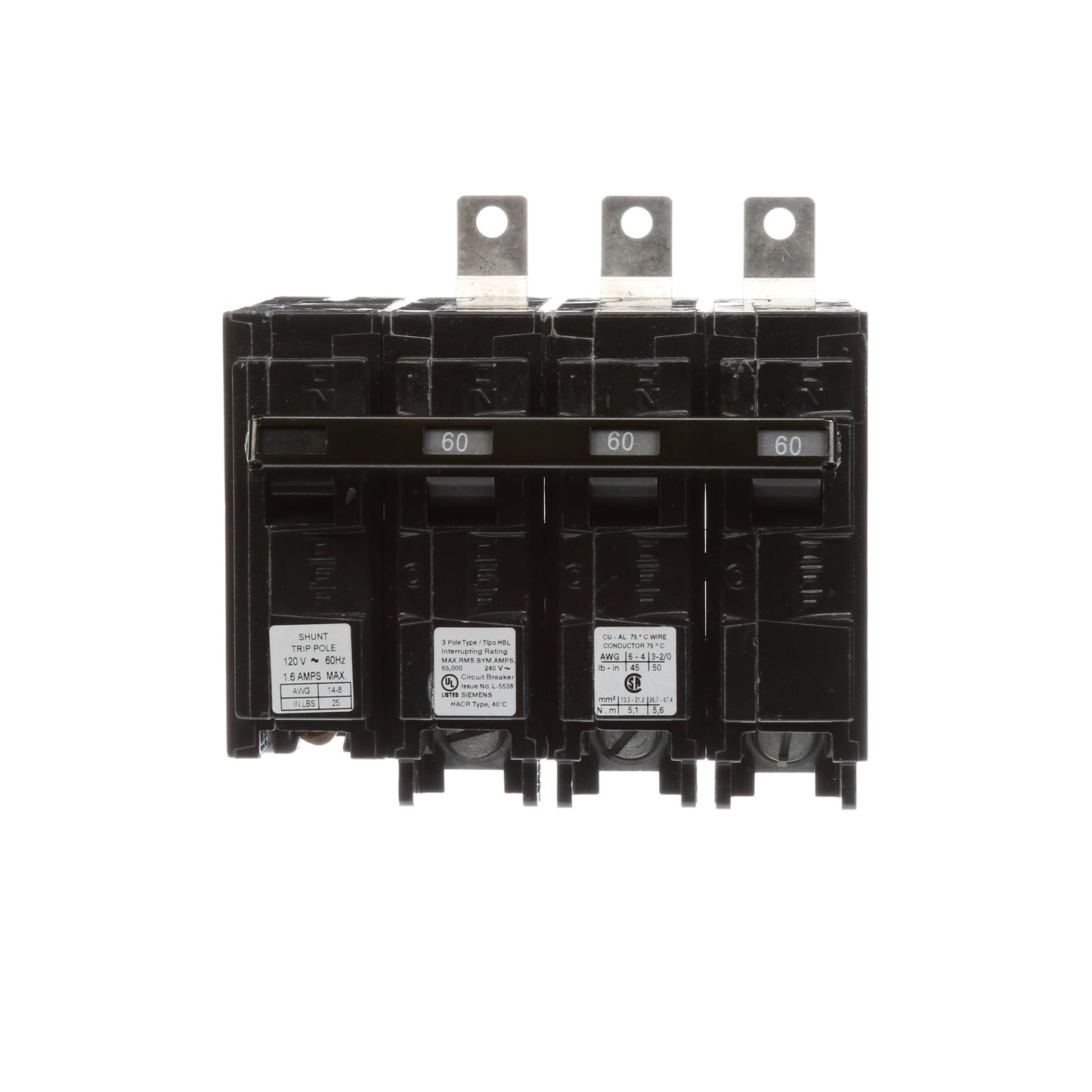 Siemens B360HH00S01 Molded Case Circuit Breaker | 240V 60A 3P 65kA@240V Bolt-on BL Series
