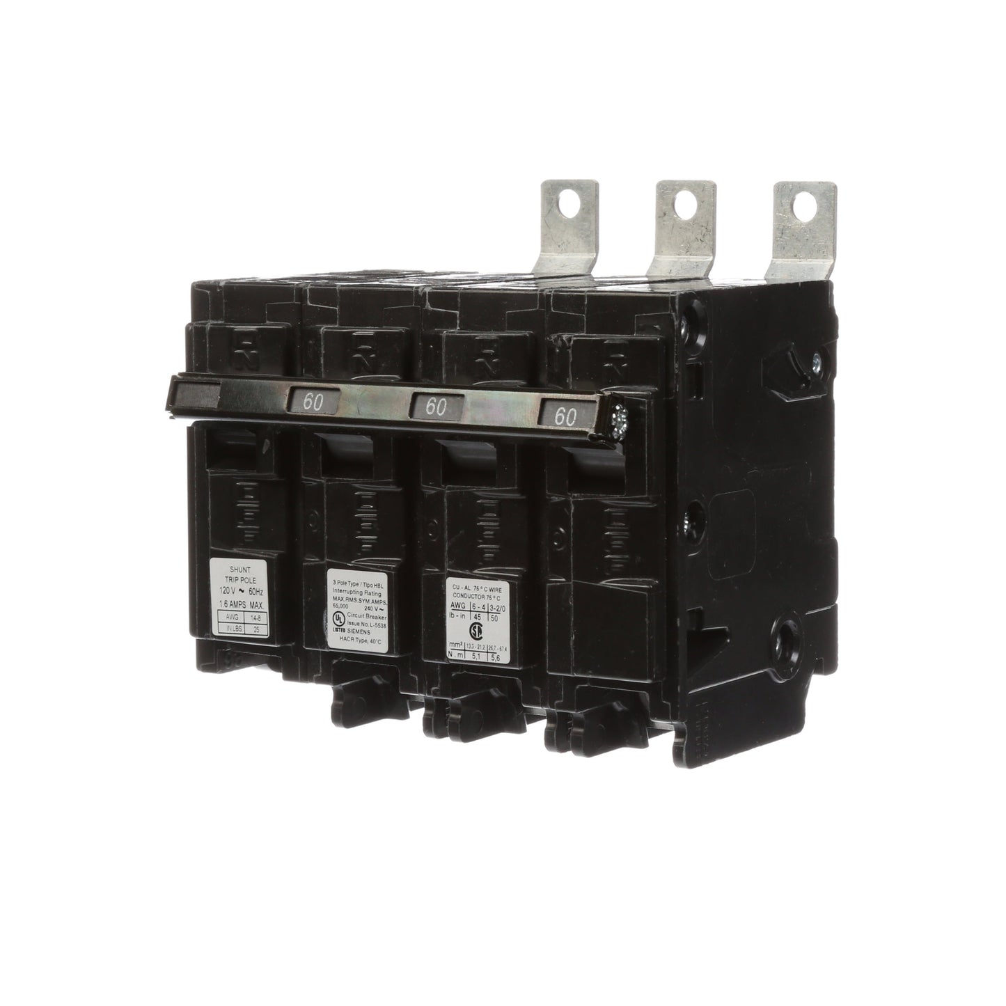 Siemens B360HH00S01 Molded Case Circuit Breaker | 240V 60A 3P 65kA@240V Bolt-on BL Series