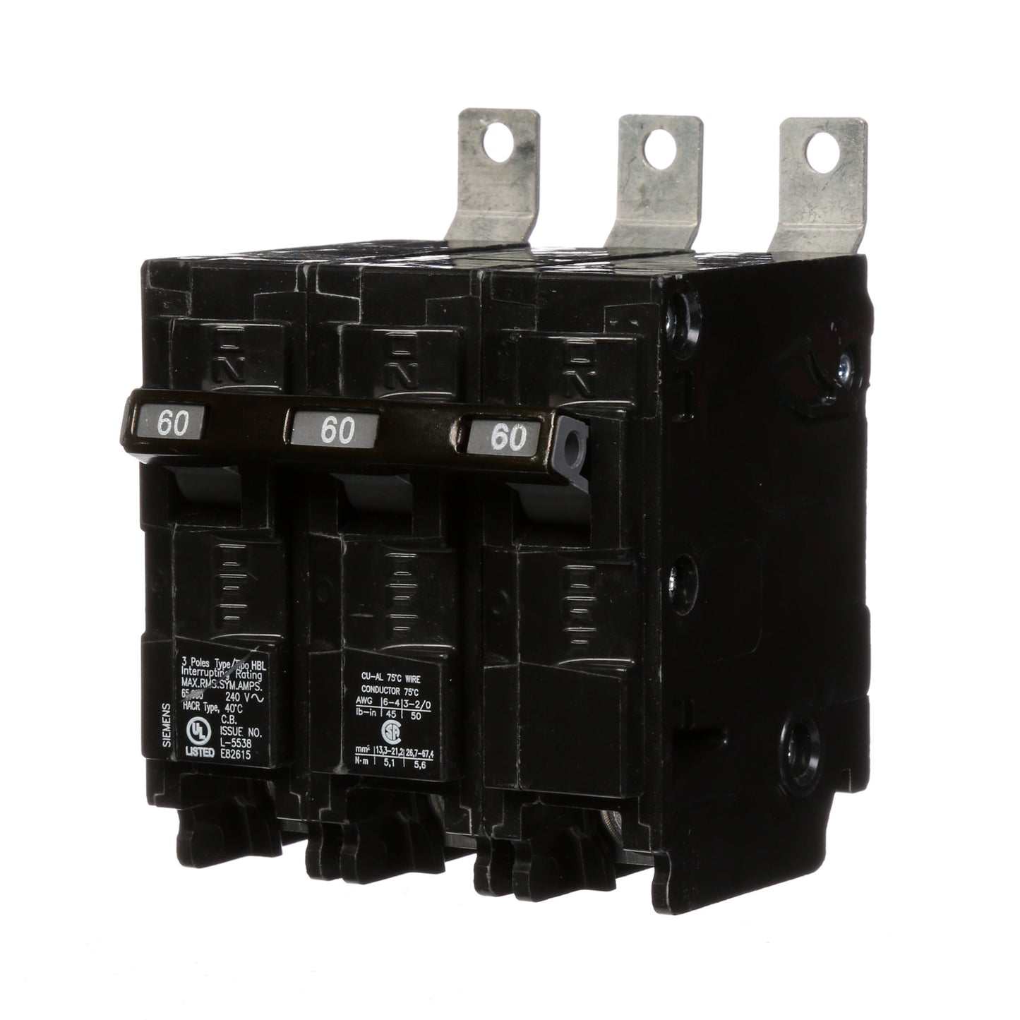 Siemens B360HH Circuit Breaker | 240V 60A 3P 65kA@240V Bolt-on BL Series