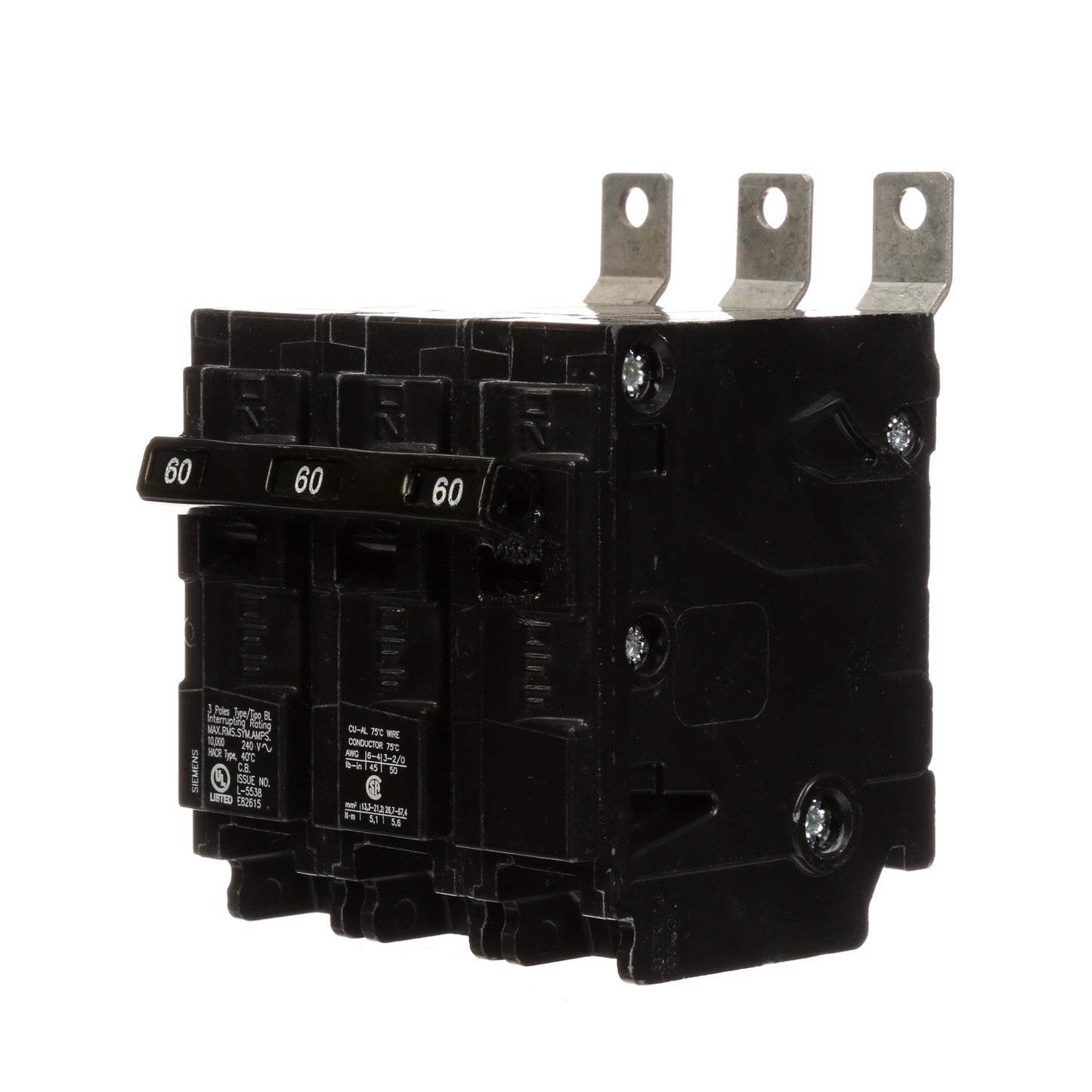 Siemens B360 Molded Case Circuit Breaker | 240V 60A 3P 10kA@240V Bolt-on BL Series