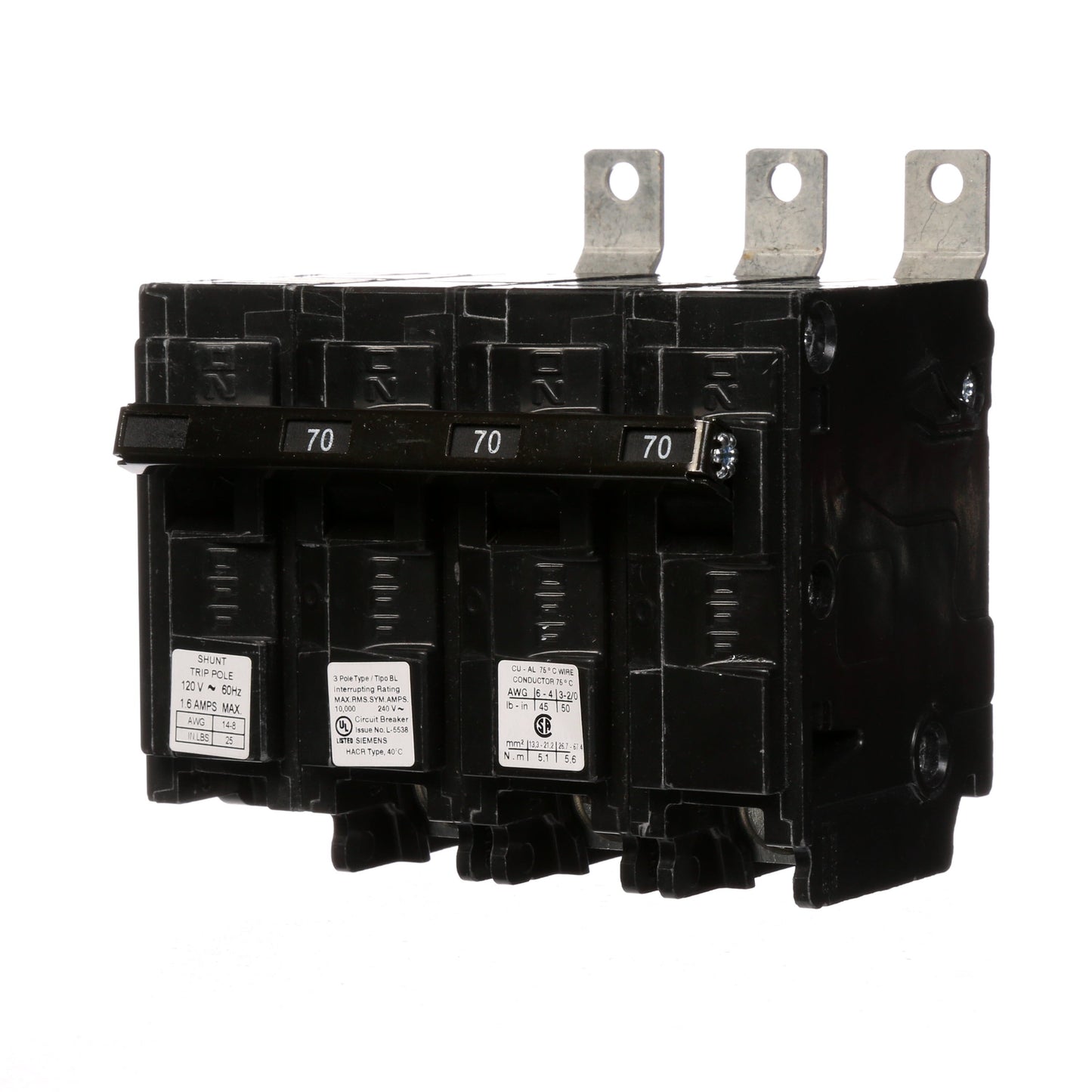 Siemens B37000S01 Molded Case Circuit Breaker | 240V 70A 3P 10kA@240V Bolt-on BL Series