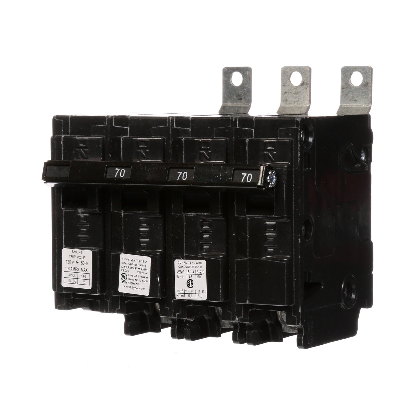 Siemens B370H00S01 Molded Case Circuit Breaker | 240V 70A 3P 22kA@240V Bolt-On BL Series