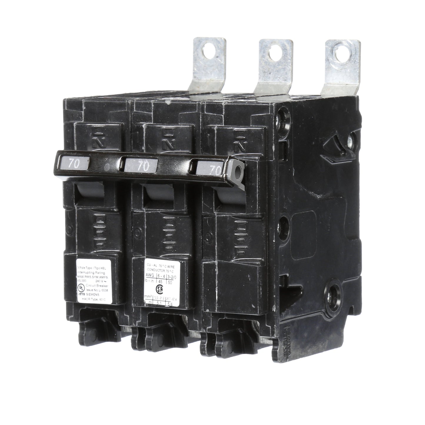 Siemens B370HH Circuit Breaker | 240V 70A 3P 65kA@240V Bolt-on BL Series