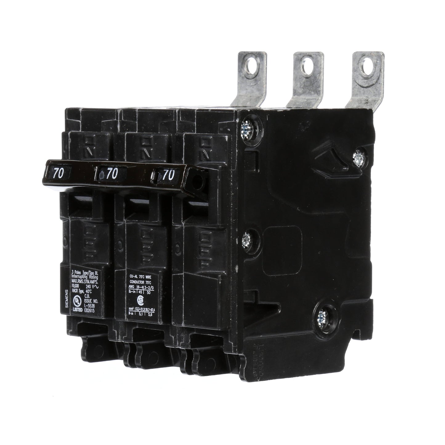 Siemens B370 Circuit Breaker | 240V 70A 3P Bolt-on 10kA@240V BL Series