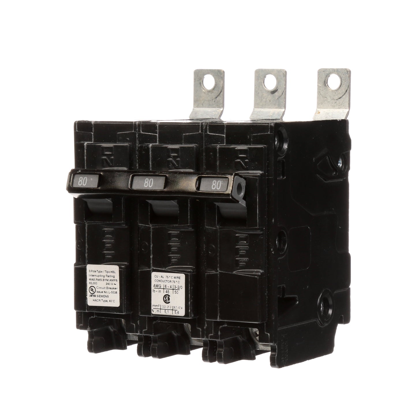 Siemens B380HH Molded Case Circuit Breaker | 240V 80A 3P 65kA@240V Bolt-on BL Series