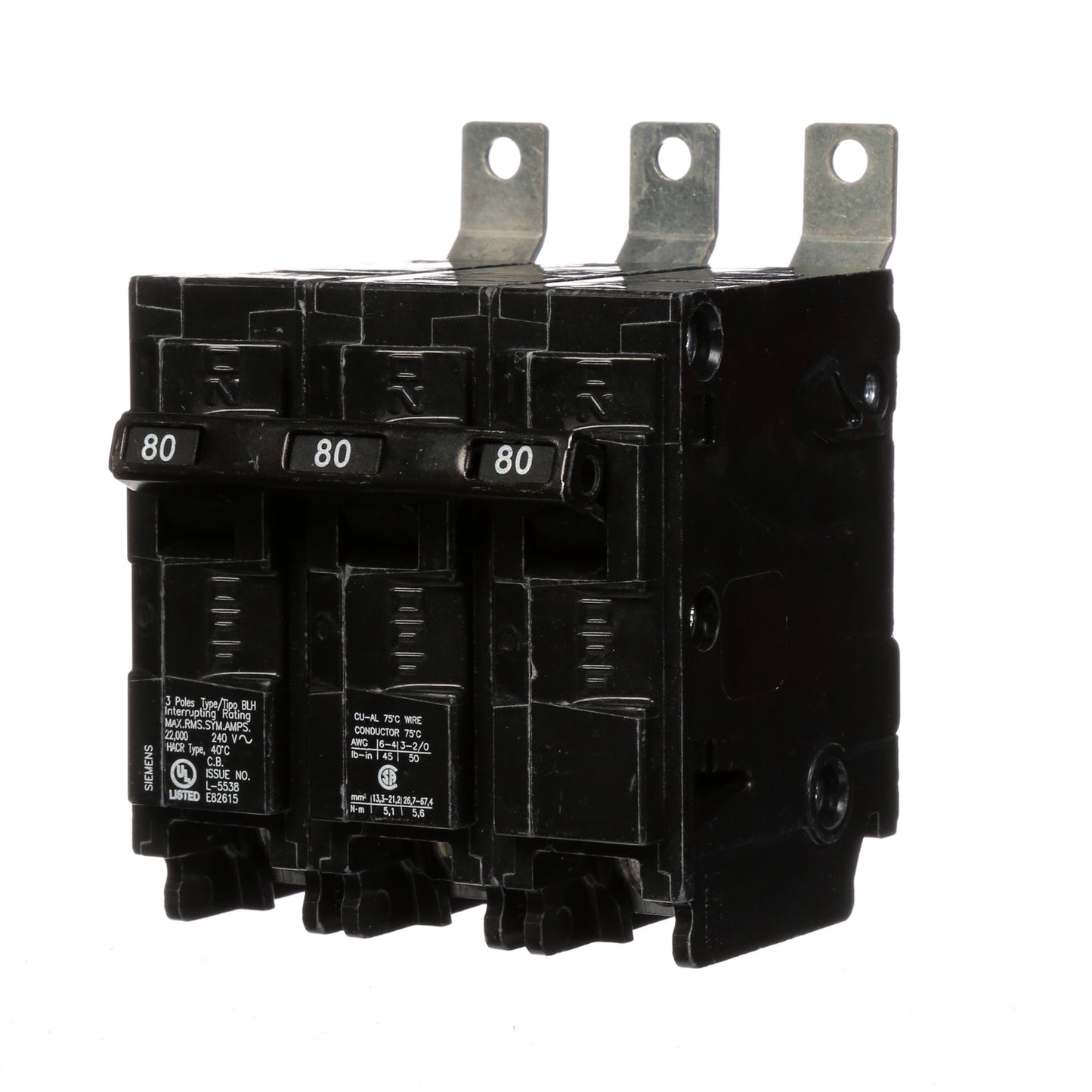 Siemens B380H Circuit Breaker | 240V 80A 3P 22kA@240V Bolt-on BL Series