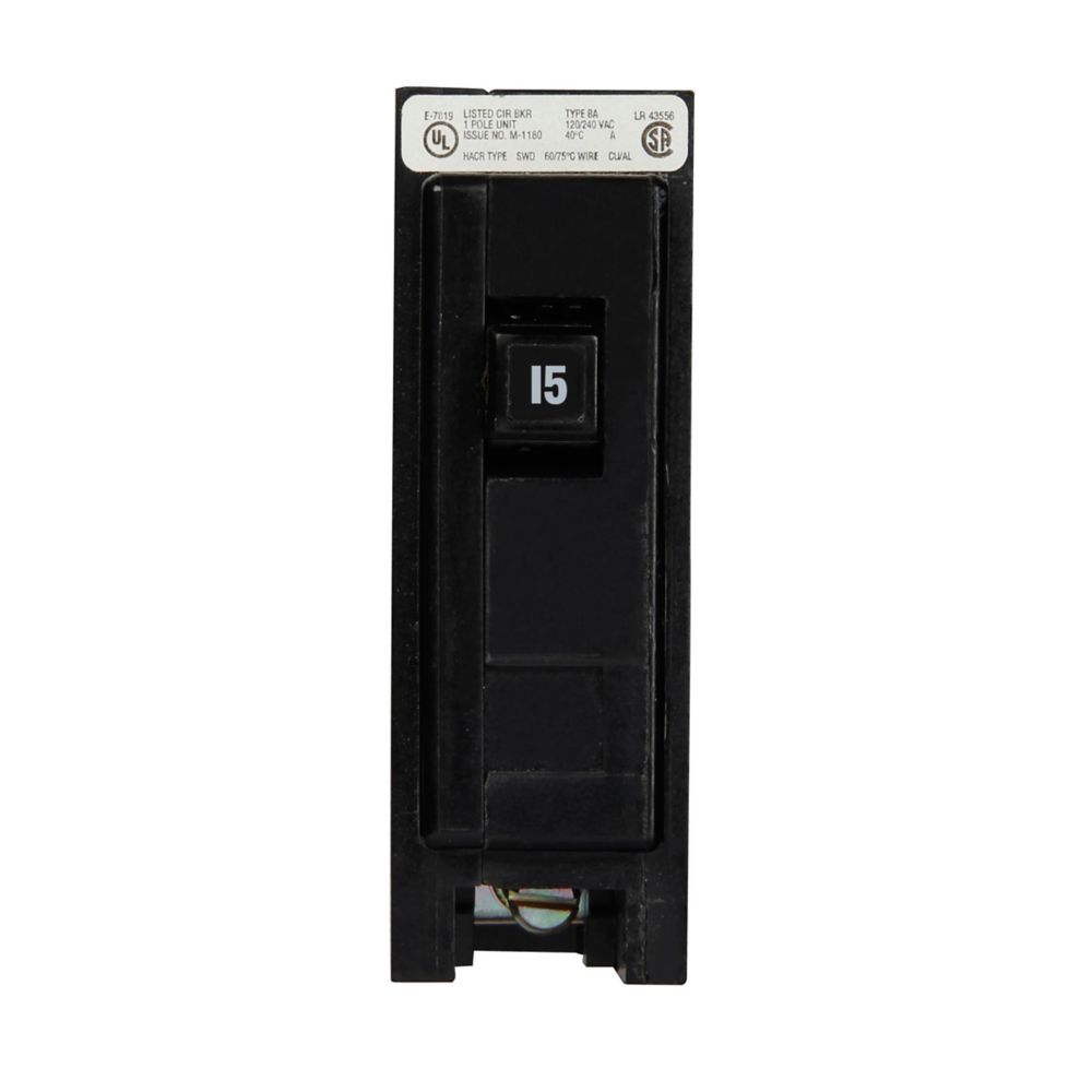 Eaton BAB1015D Circuit Breaker | 240V 15A 1P 10kA@120V Bolt-On