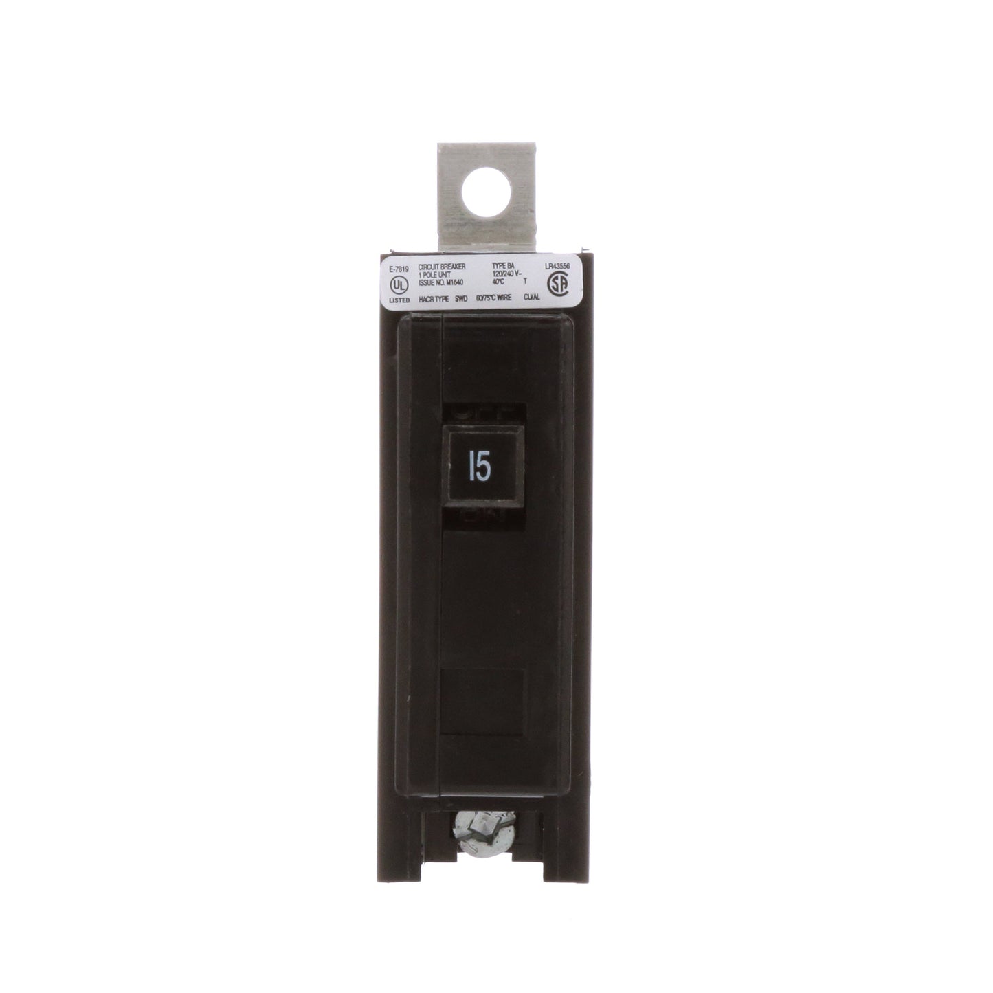 Eaton BAB1015 Circuit Breaker | 240V 15A 1P 10kA@240V Bolt-On QUICKLAG
