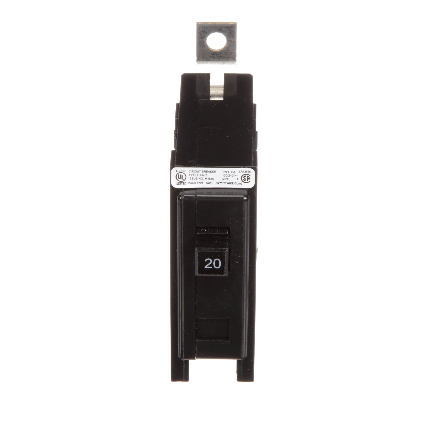 Crouse-Hinds BAB1020 Circuit Breaker | 240V 20A 1P 10kA@240V Bolt-On QUICKLAG