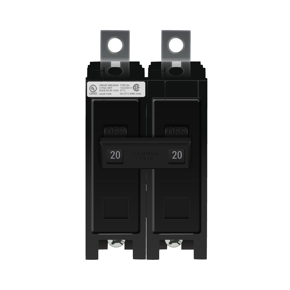 Eaton BAB2020 Circuit Breaker | 240V 20A 2P 10kA@240V Bolt-On QUICKLAG