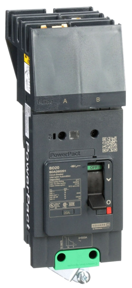 BDA260201 - Schneider Electric/ Square D I-Line Style Plug-In 20 Amp 2 Pole Circuit Breaker - Essential Electric Supply