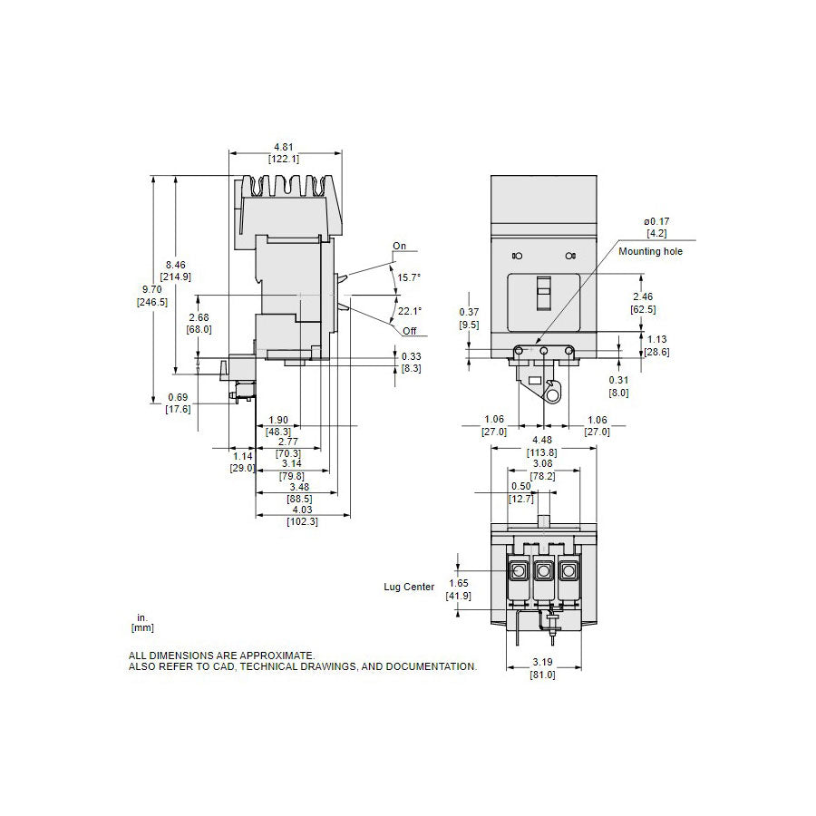 Square D BDA36020 Circuit Breaker | 600V 20A 3P 18kA@480V I-Line Powerpact