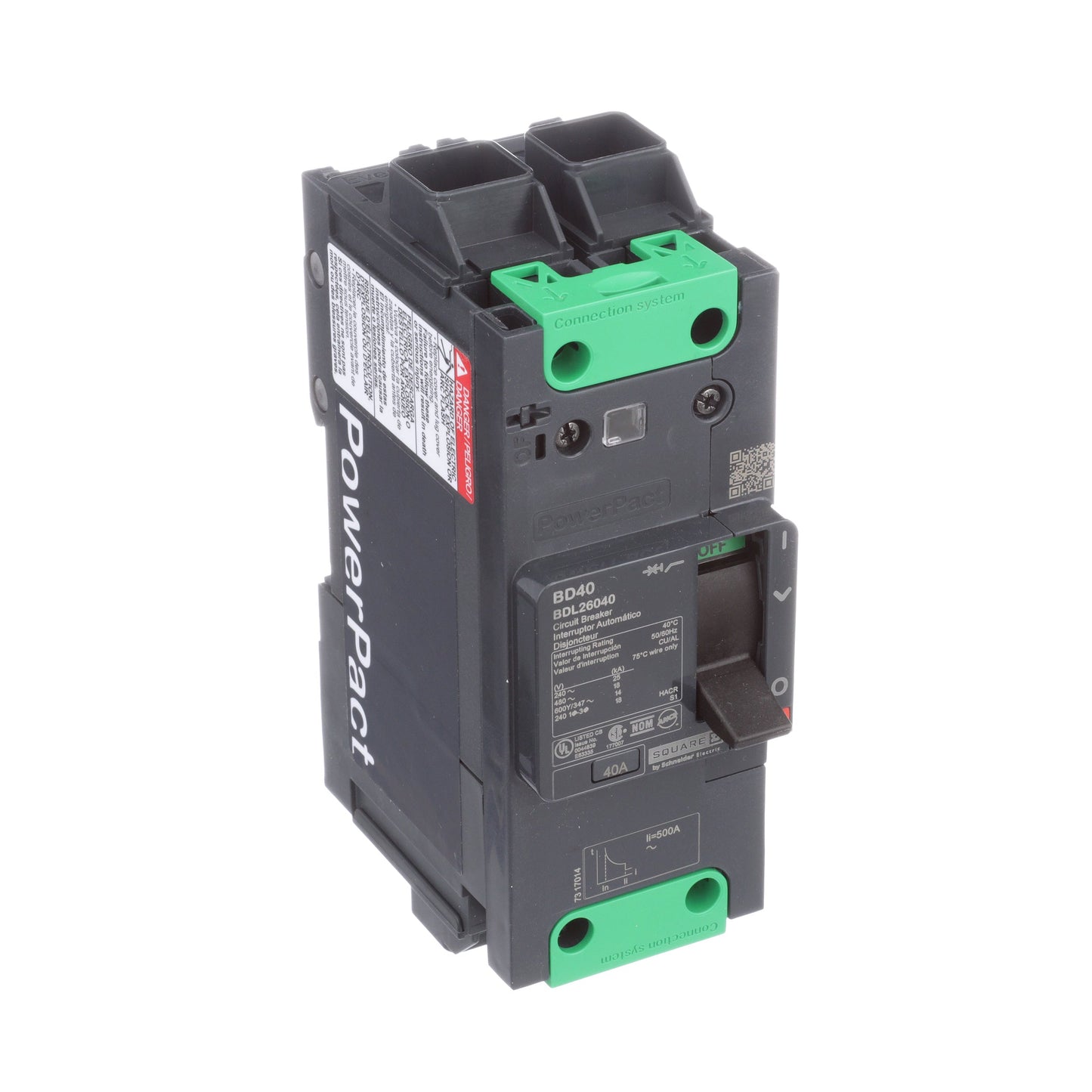 Schneider Electric BDL26040 Circuit Breaker | 600V 40A 2P 18kA@480V Feed-Thru Powerpact