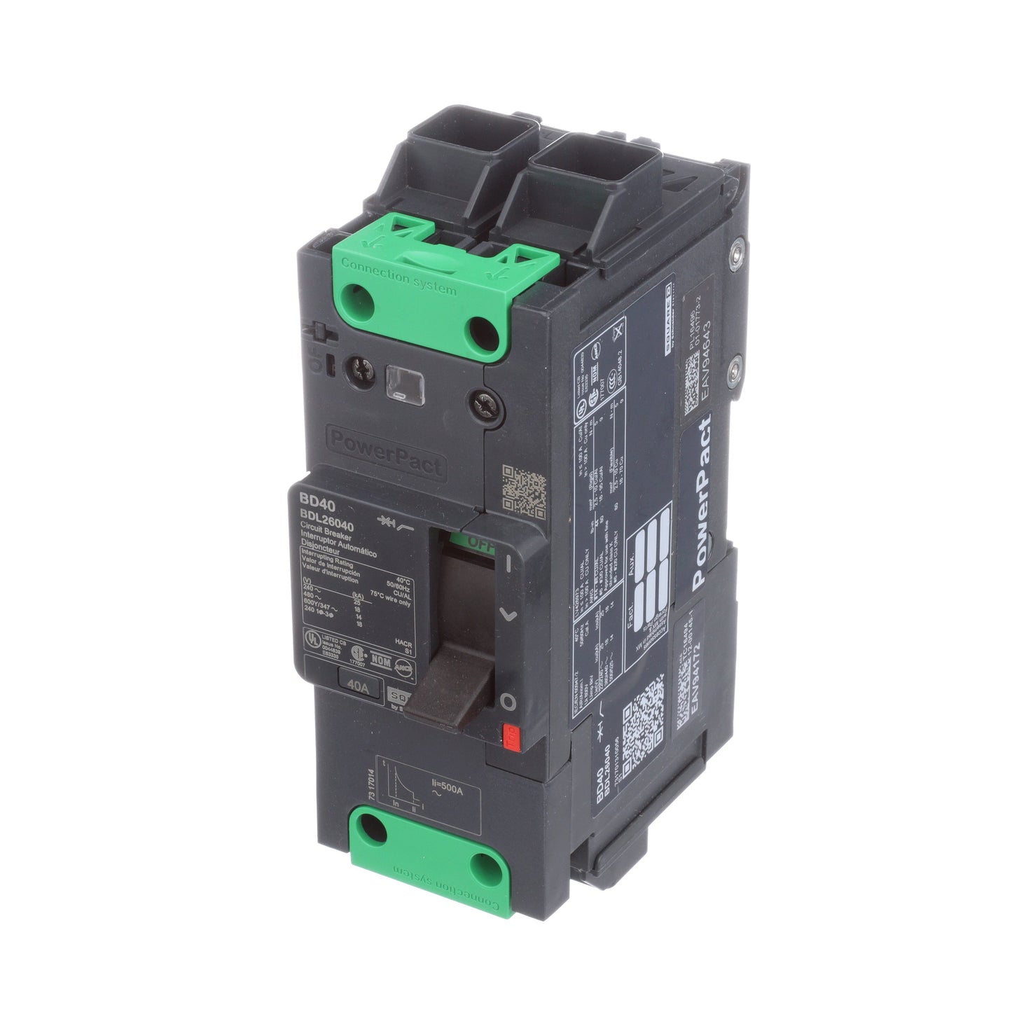 Schneider Electric BDL26040 Circuit Breaker | 600V 40A 2P 18kA@480V Feed-Thru Powerpact