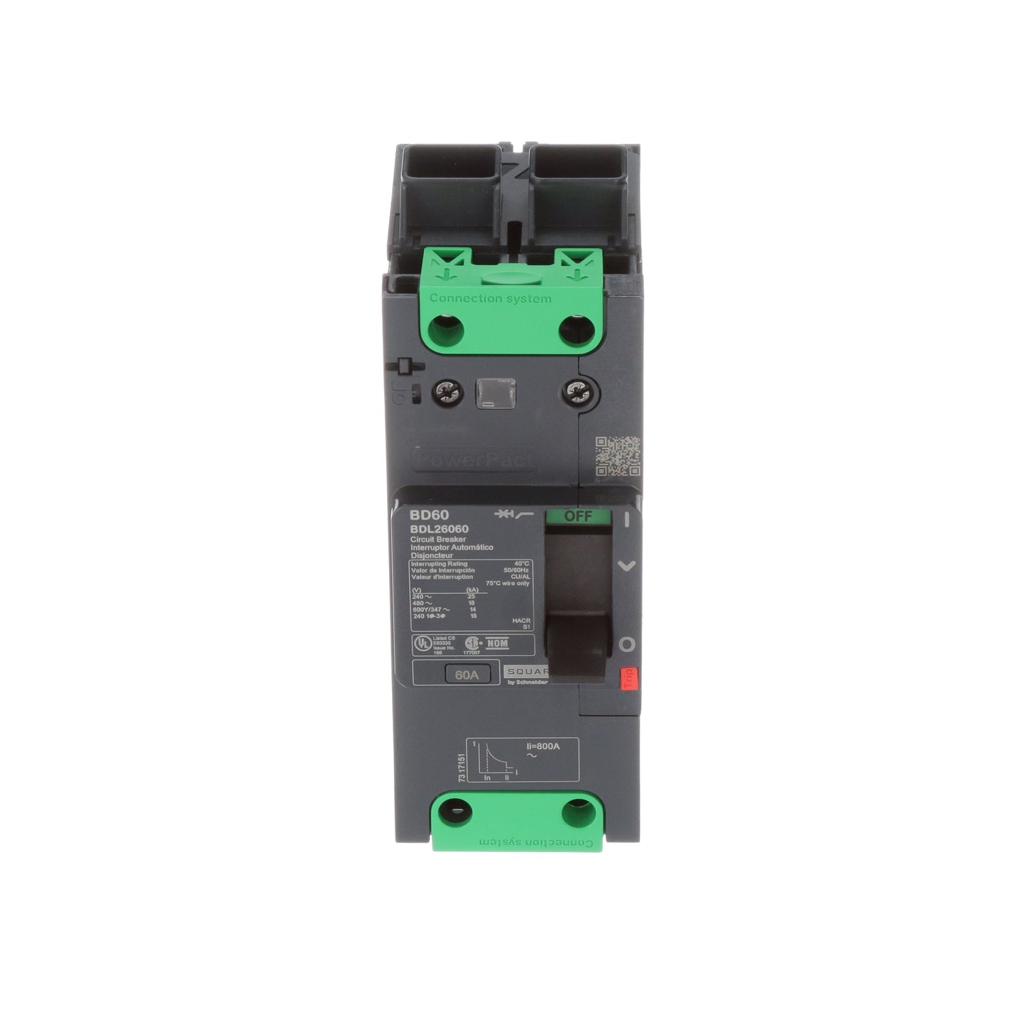 Schneider Electric BDL26060 Circuit Breaker | 600V 60A 2P 18kA@480V Feed-Thru Powerpact