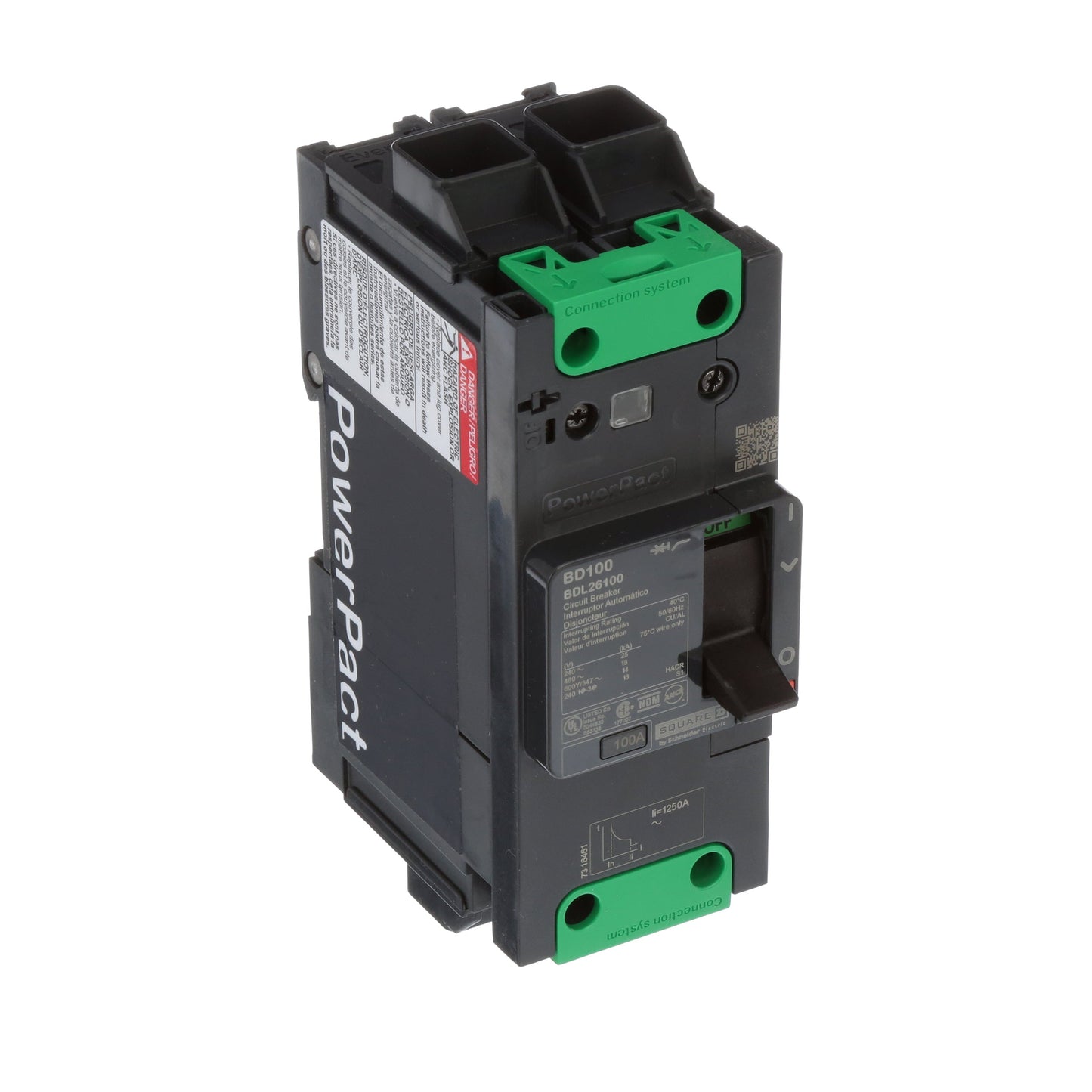 Schneider Electric BDL26100 Circuit Breaker | 600V 100A 2P 18kA@480V Feed-Thru Powerpact