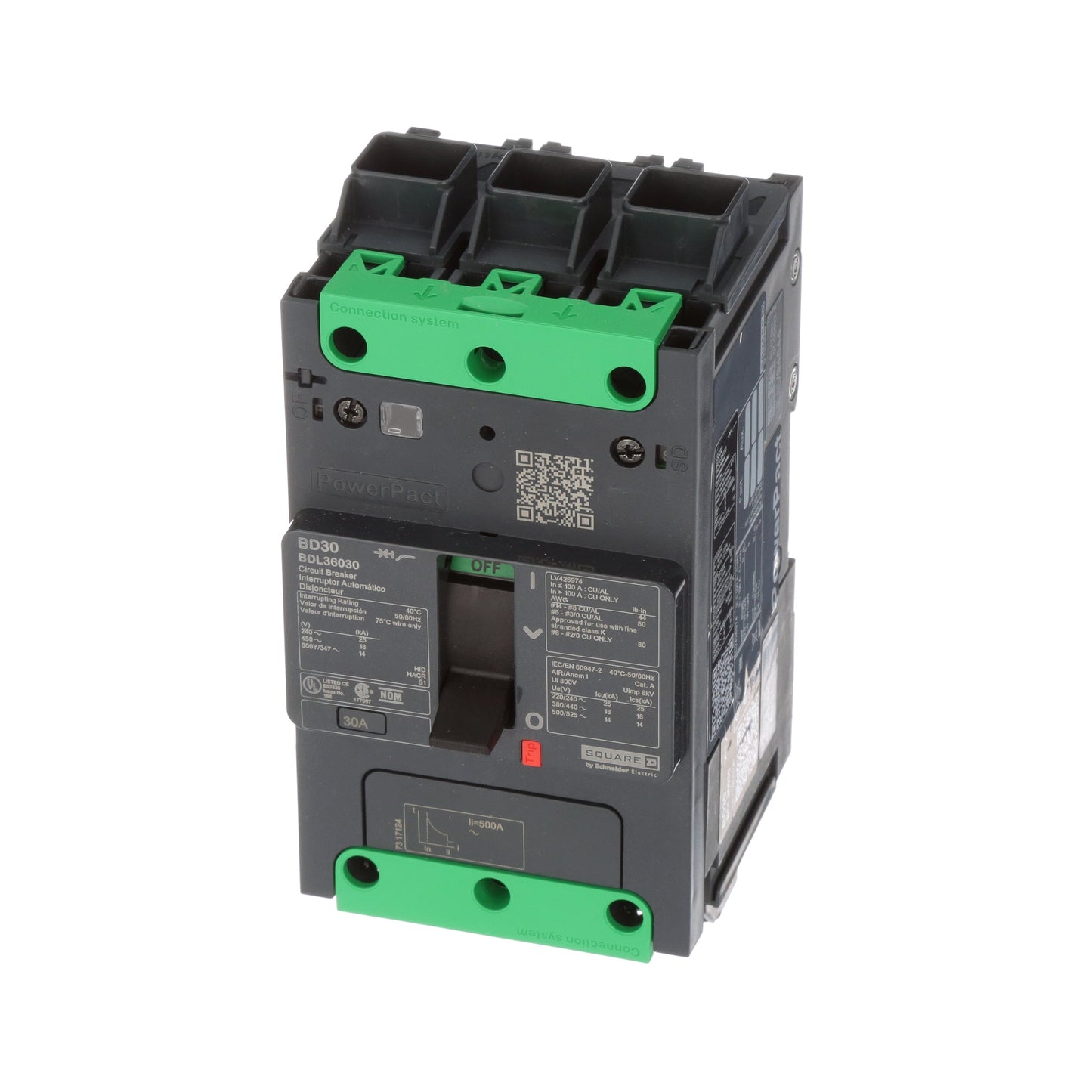 Square D BDL36030 Circuit Breaker | 600V 30A 3P 18kA@480V Feed-Thru Powerpact