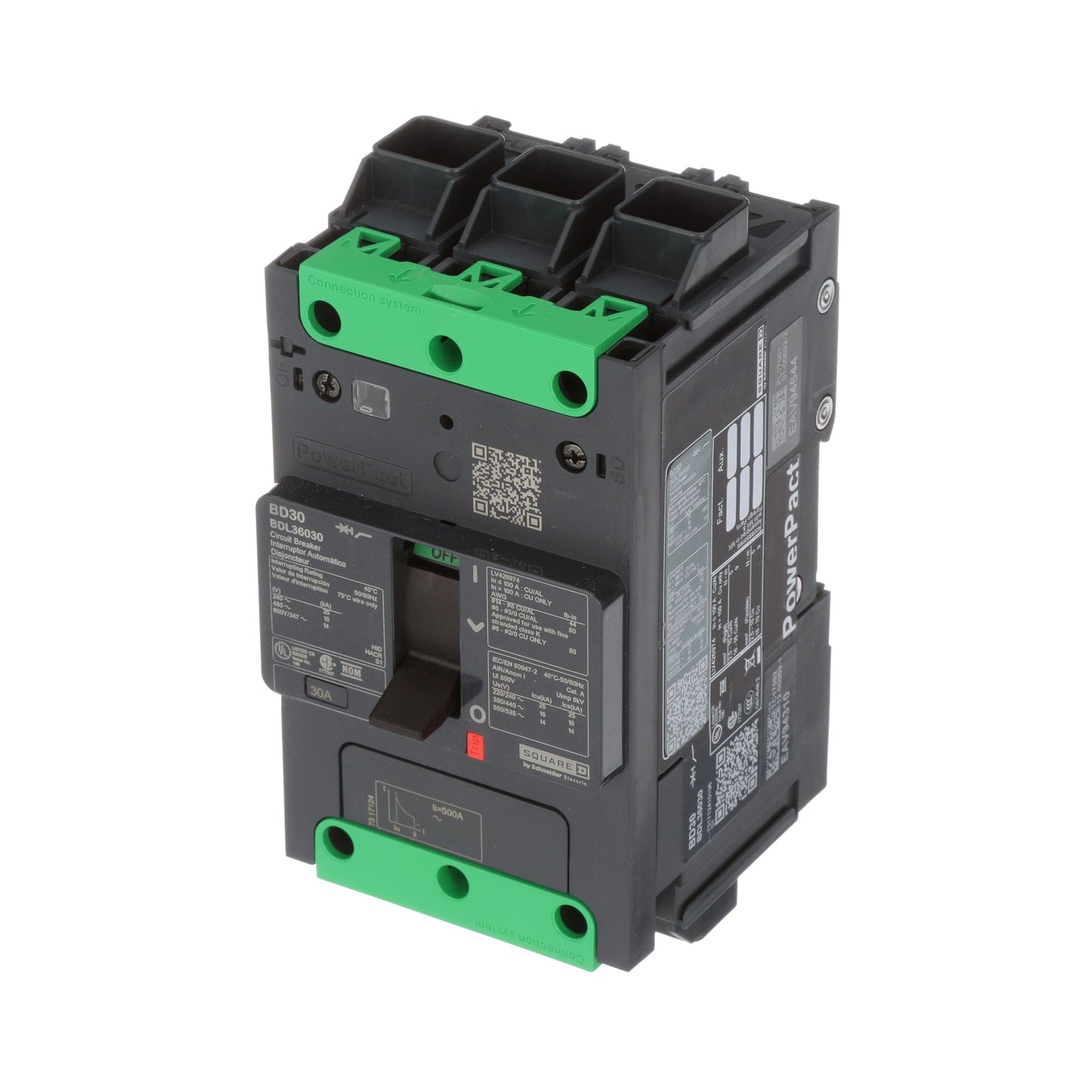 Square D BDL36030 Circuit Breaker | 600V 30A 3P 18kA@480V Feed-Thru Powerpact