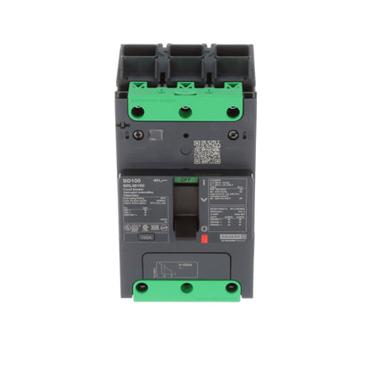Square D BDL36100 Circuit Breaker | 600V 100A 3P 18kA@480V Feed-Thru Powerpact