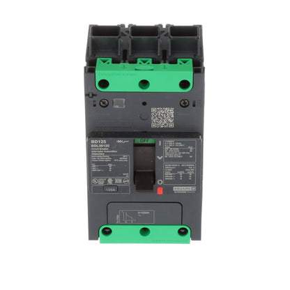 Schneider Electric BDL36125 Circuit Breaker | 600V 125A 3P 18kA@480V Feed-Thru Powerpact