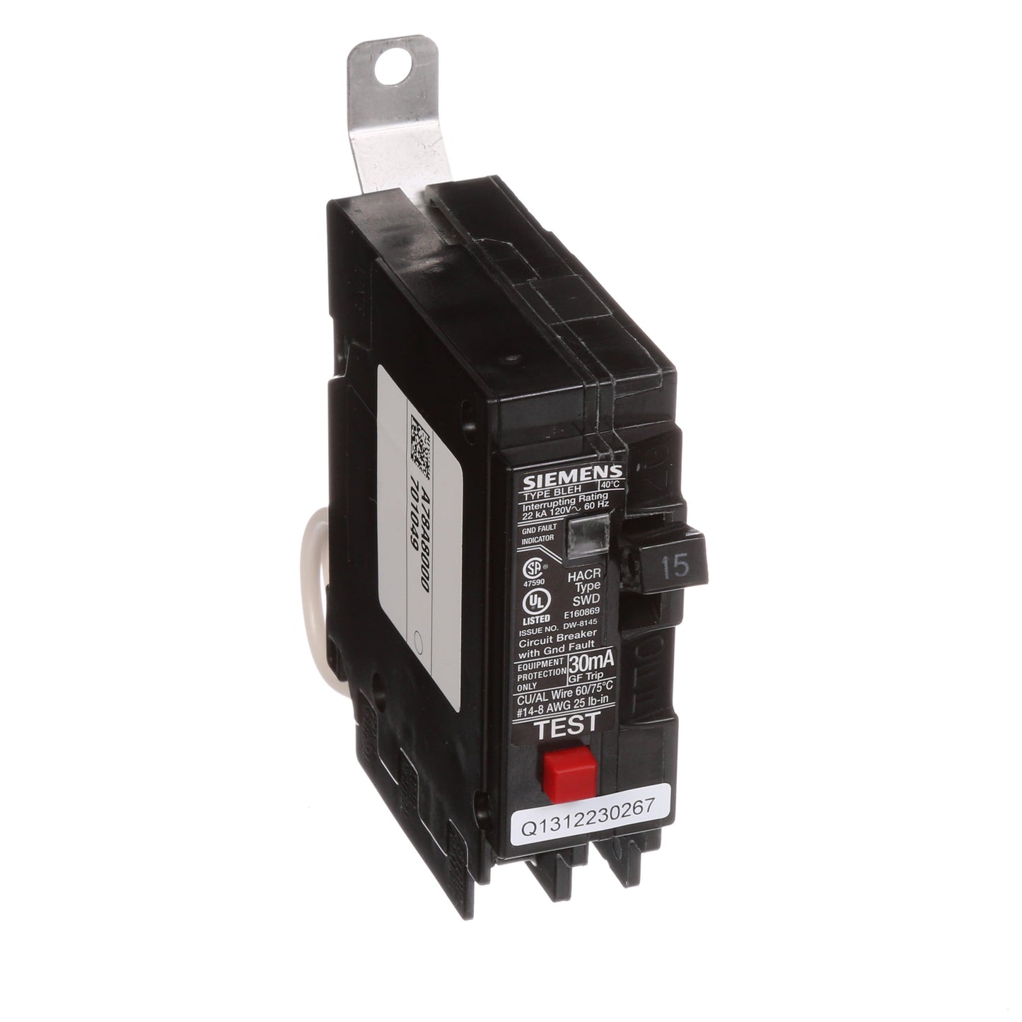 Siemens BE115H Circuit Breaker | 120V 15A 1P 22kA@120V Bolt-on BL Series