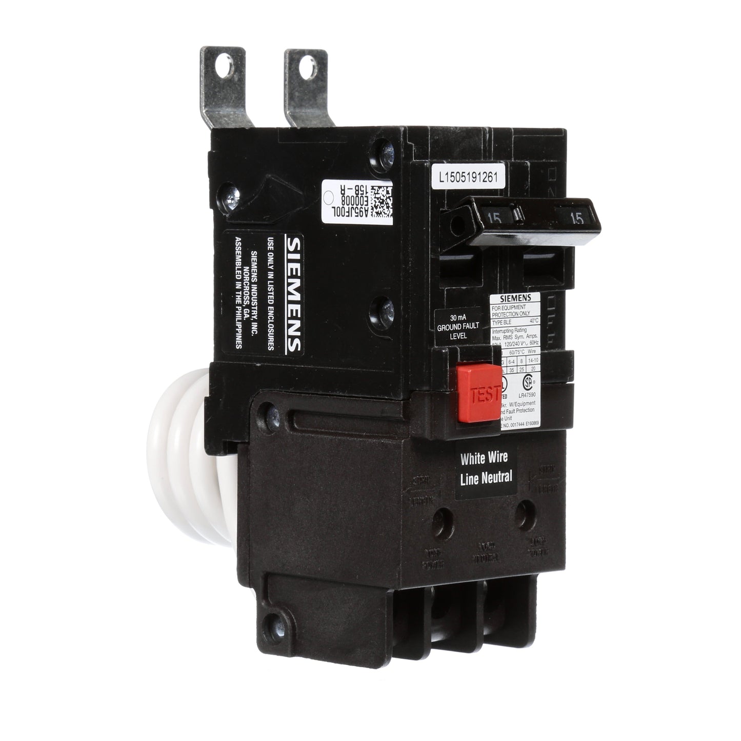 Siemens BE215 Circuit Breaker | 120/240V 15A 2P 10kA@240V Bolt-on BL Series