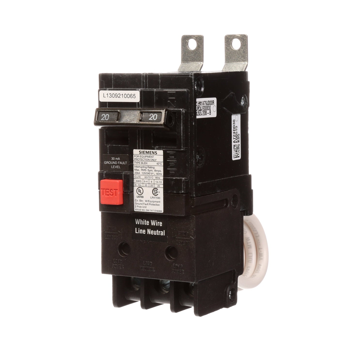 Siemens BE220H Circuit Breaker | 120/240V 20A 2P 22kA@240V Bolt-on BL Series