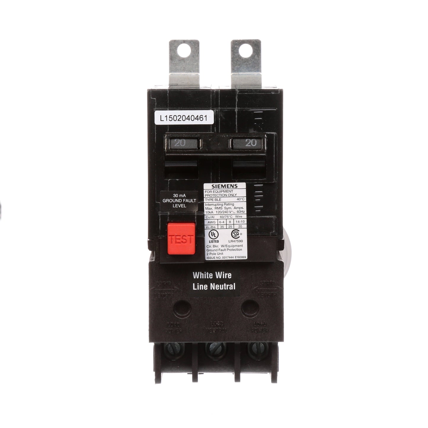 Siemens BE220 Circuit Breaker | 120/240V 20A 2P 10kA@240V BL Series
