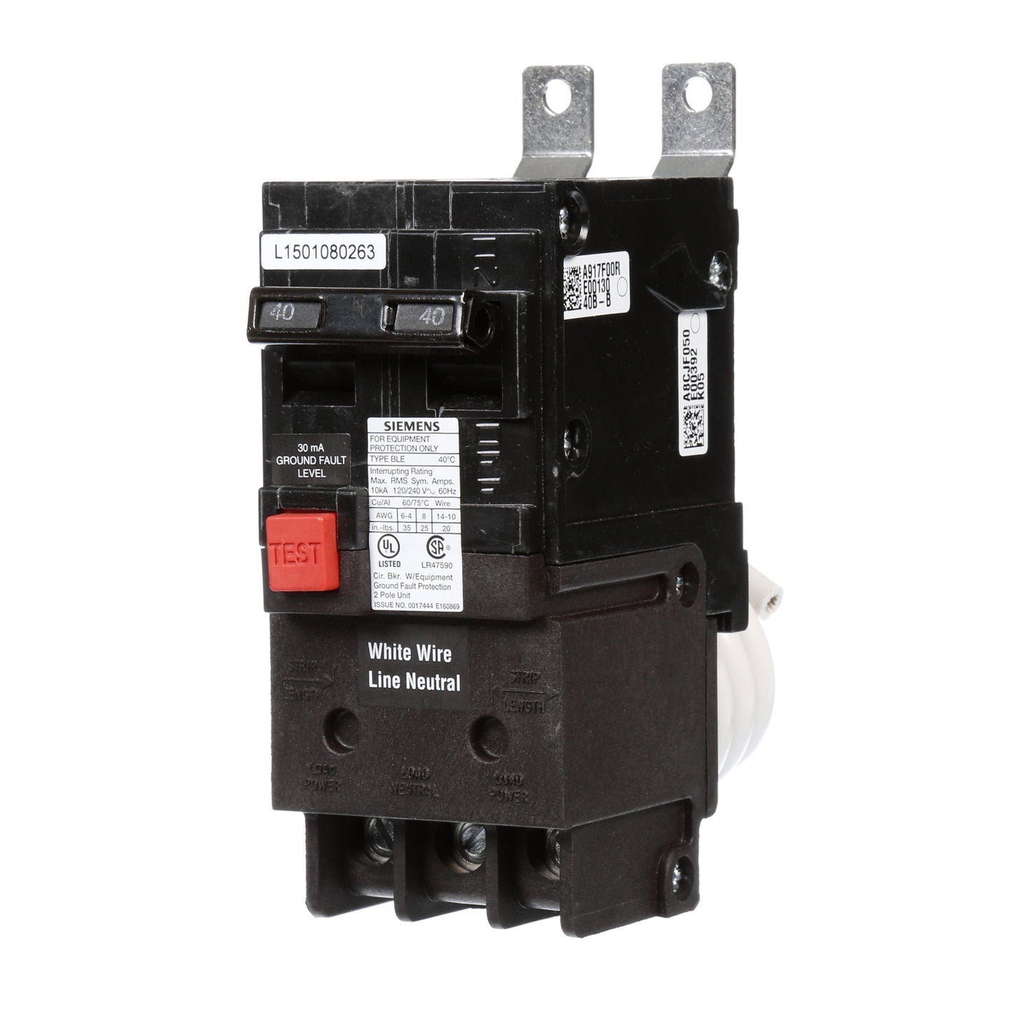 Siemens BE240 Circuit Breaker | 120/240V 40A 2P 10kA@240V Bolt-on BL Series