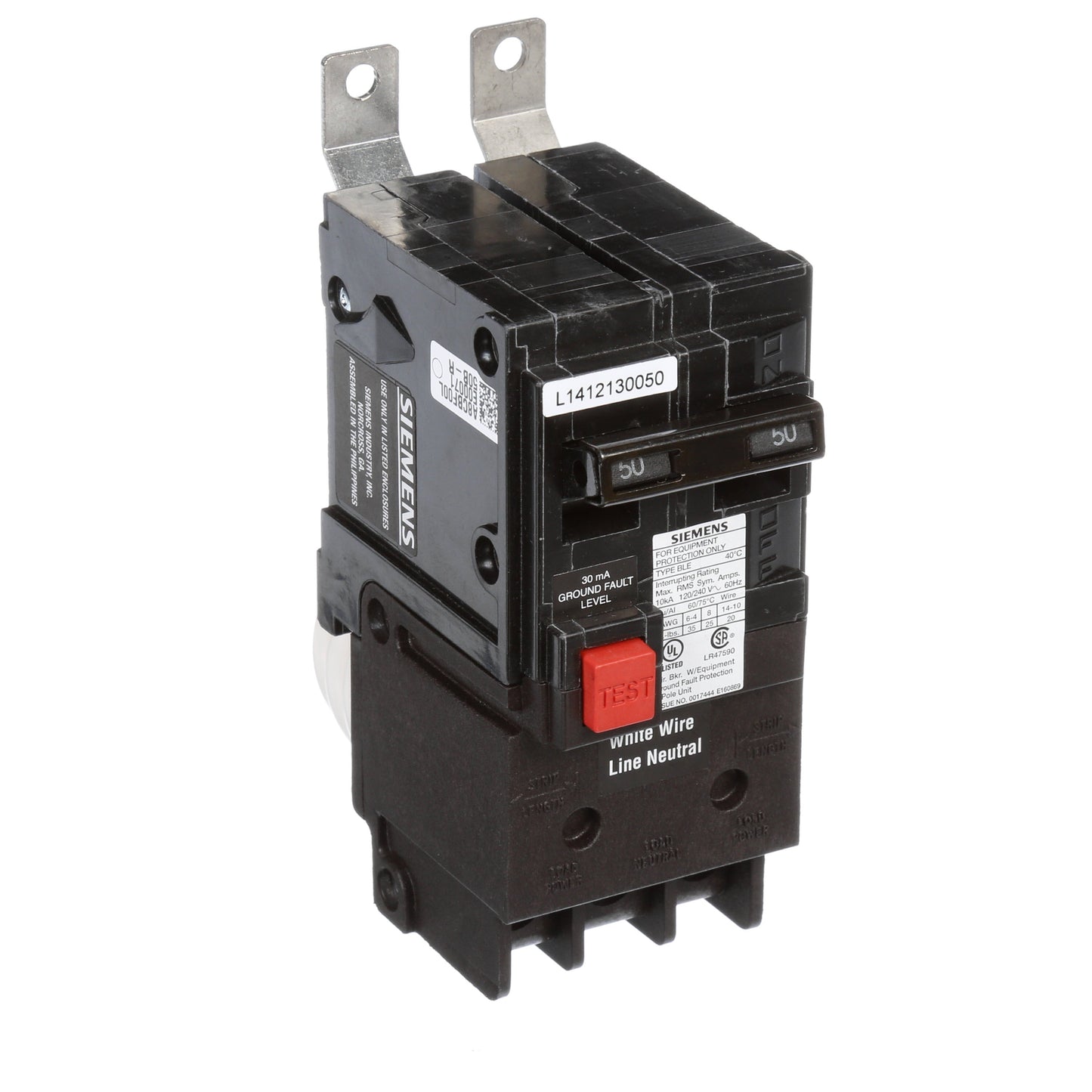 Siemens BE250 Circuit Breaker | 120/240V 50A 2P 10kA@240V Bolt-on BL Series