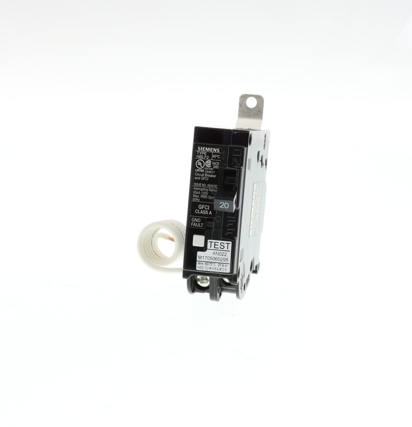 Siemens BF120AHH Circuit Breaker | 1P 120V 20A 65kA@120V Bolt-On BL Series