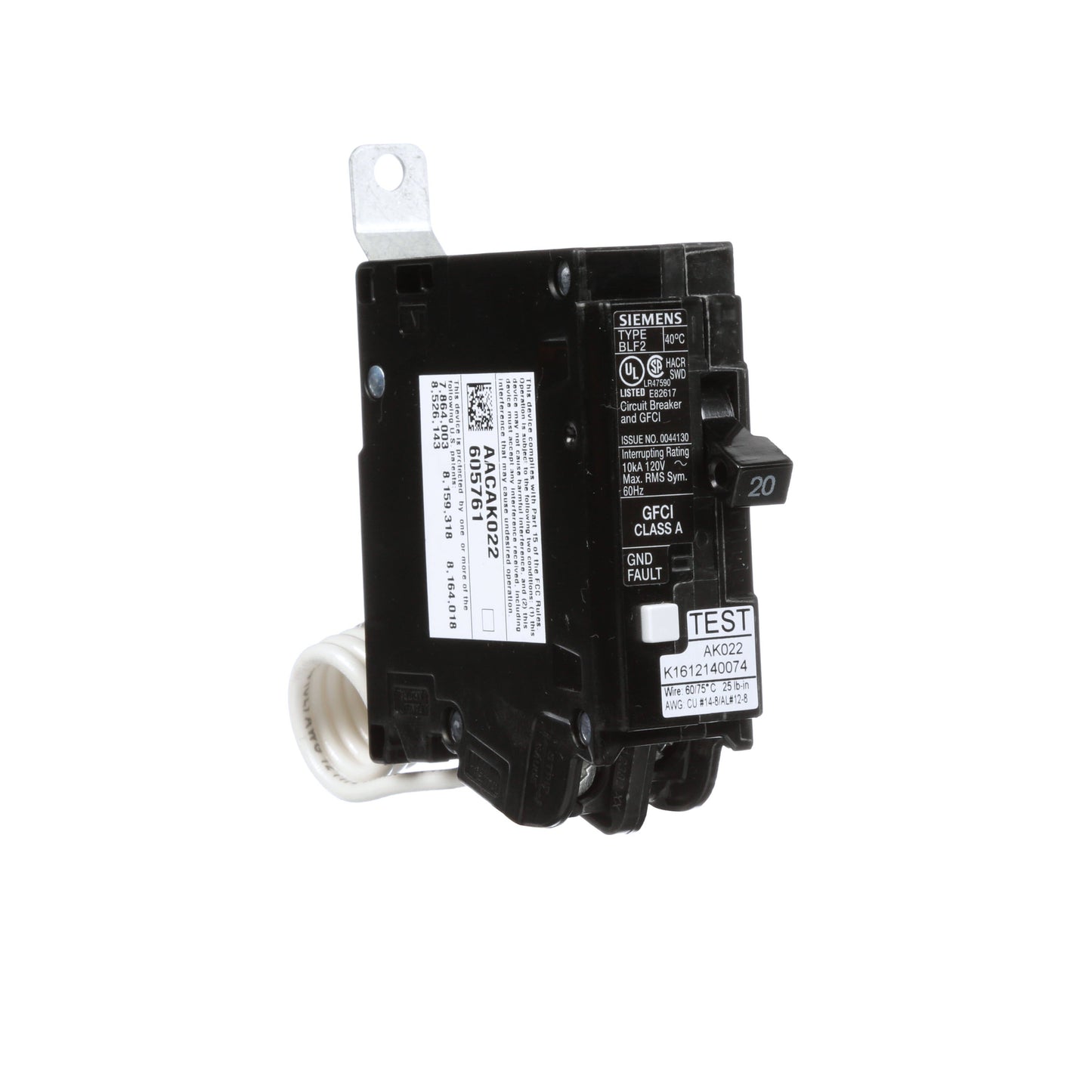 Siemens BF120A Molded Case Circuit Breaker | 120V 20A 1P 10kA@120V Bolt-on BL Series