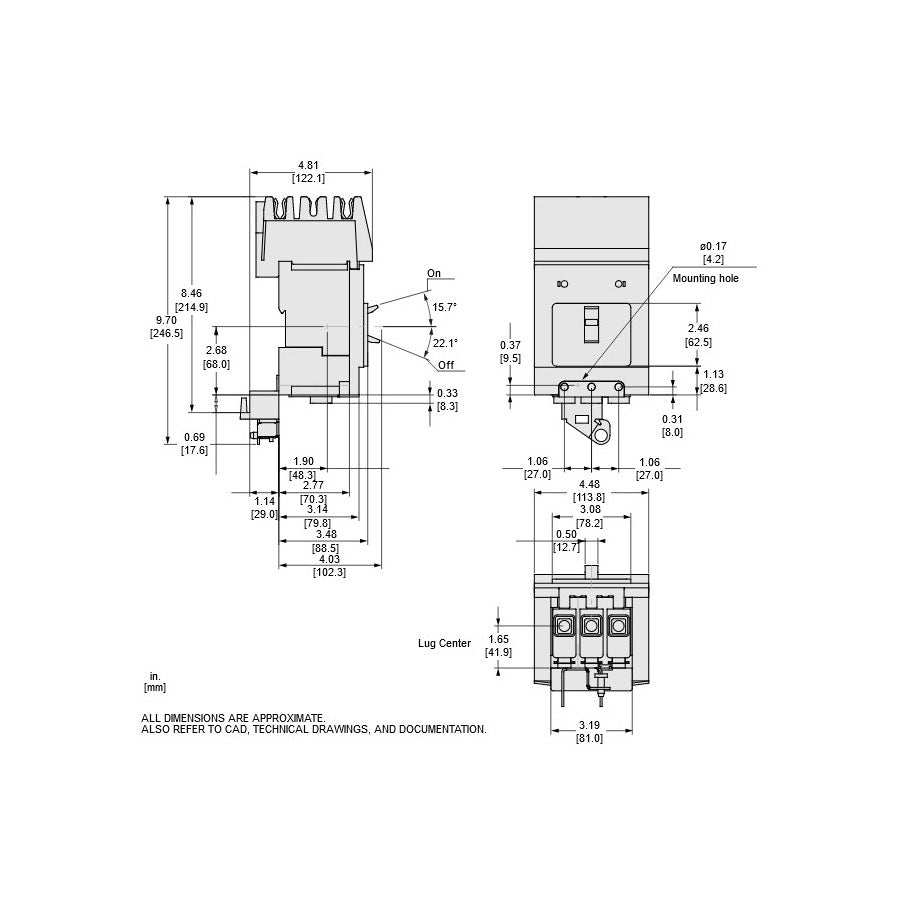 Square D BGA36030 Circuit Breaker | 600V 30A 3P 35kA@480V I-Line Style Plug-In Powerpact