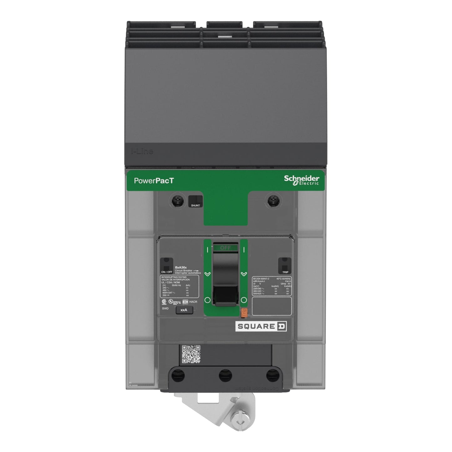 Schneider Electric BJA36015 Circuit Breaker | 600V 15A 3P 65kA@480V I-Line Style Plug-In Powerpact