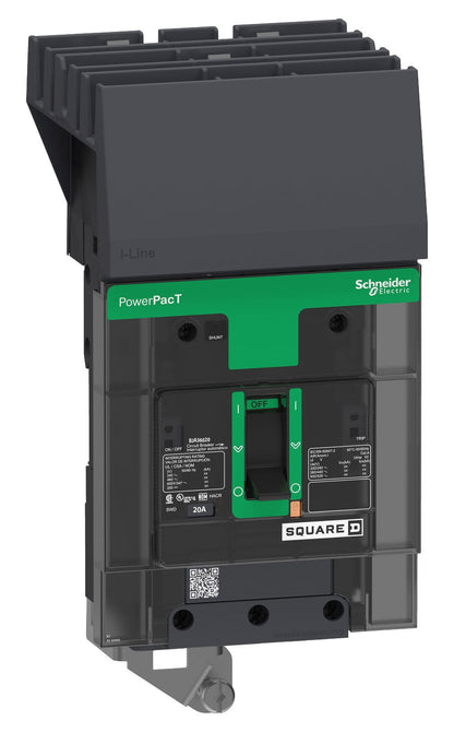 Schneider Electric BJA36020 Circuit Breaker | 600V 20A 3P 65kA@480V I-Line Style Plug-In Powerpact