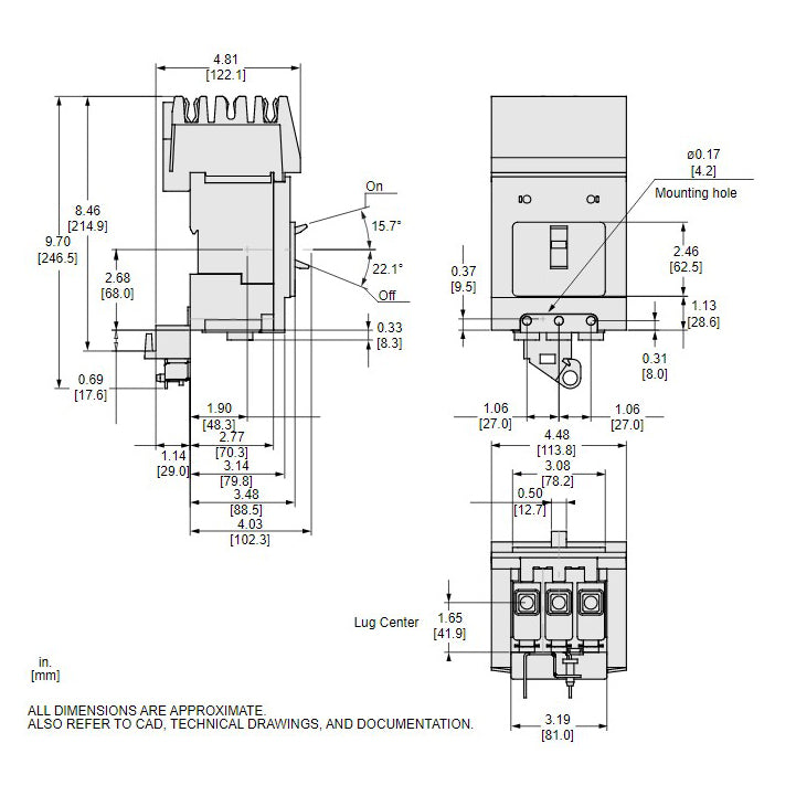 Schneider Electric BJA36020 Circuit Breaker | 600V 20A 3P 65kA@480V I-Line Style Plug-In Powerpact