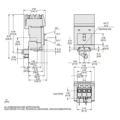Schneider Electric BJA36020 Circuit Breaker | 600V 20A 3P 65kA@480V I-Line Style Plug-In Powerpact