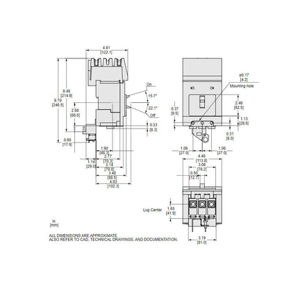 Schneider Electric BJA36050 Circuit Breaker | 600V 50A 3P 65kA@480V I-Line Style Plug-In Powerpact