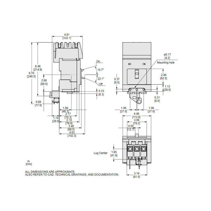 Schneider Electric BJA36060 Circuit Breaker | 600V 60A 3P 65kA@480V I-Line Style Plug-In Powerpact